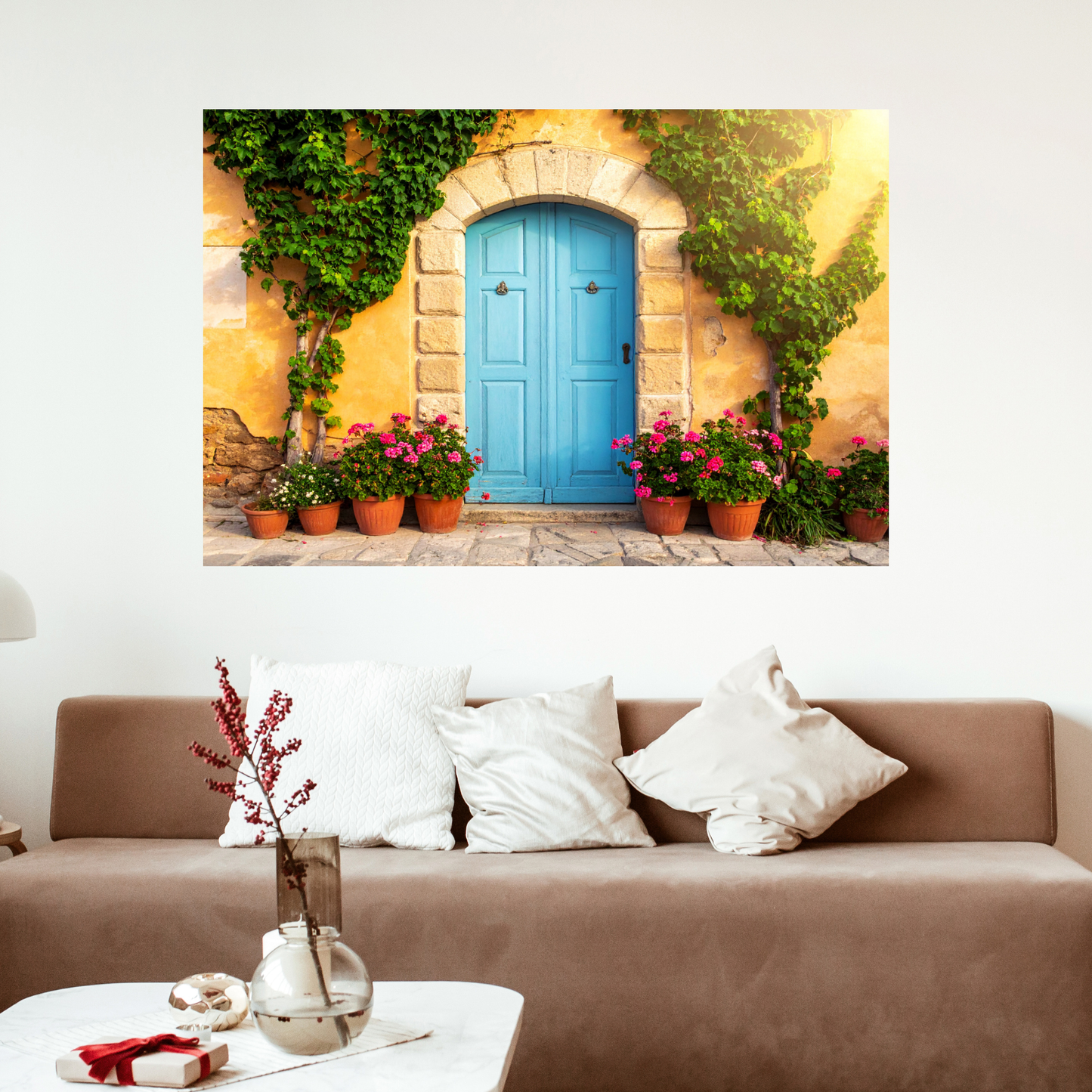 European Wooden Blue Door 4 - AI Digital Wall Art Download