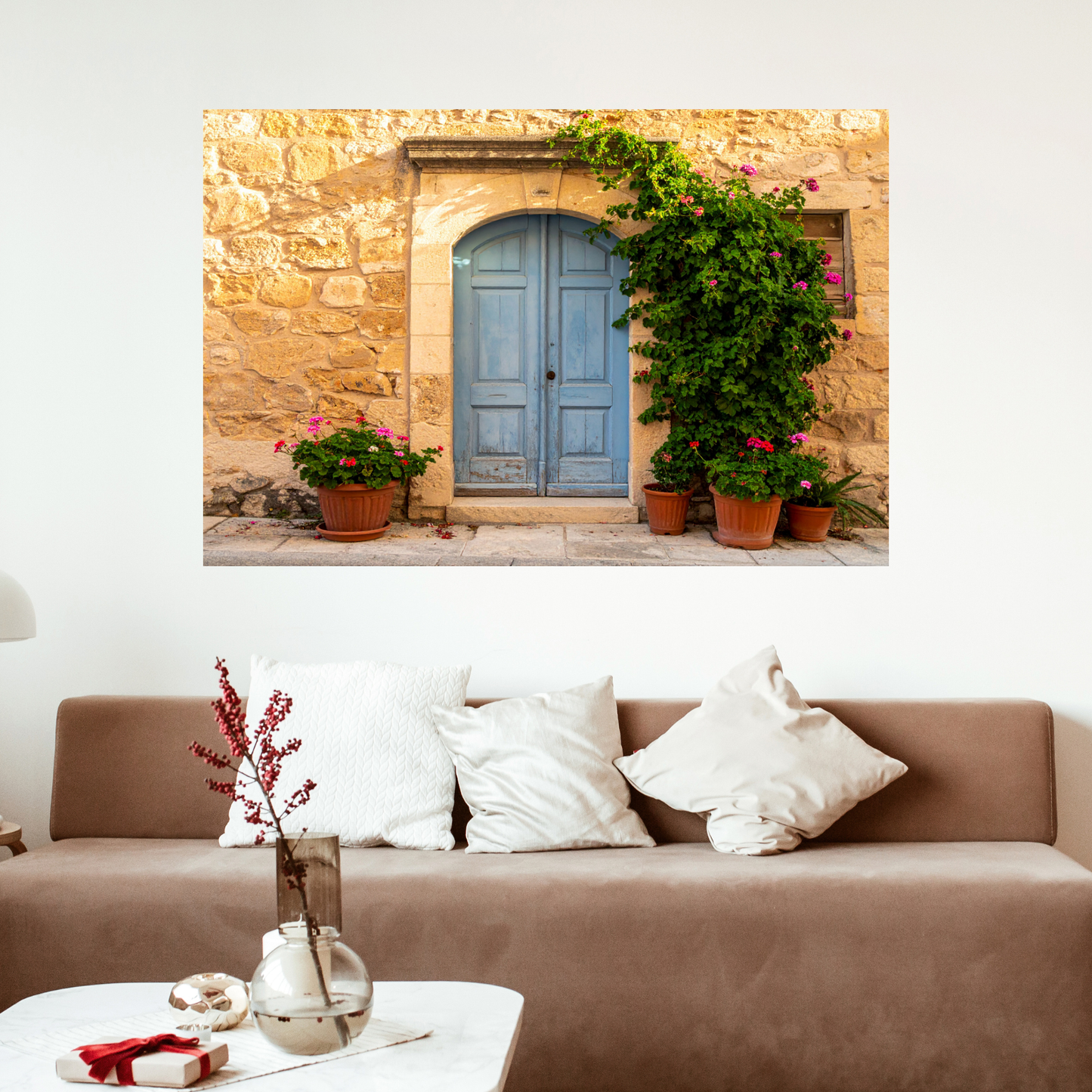 European Wooden Blue Door 2 - AI Digital Wall Art Download