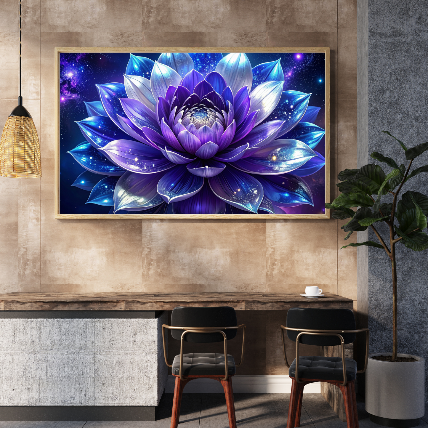 Botanical Bouquet Nebula Clouds 1 - AI Digital Wall Art Download
