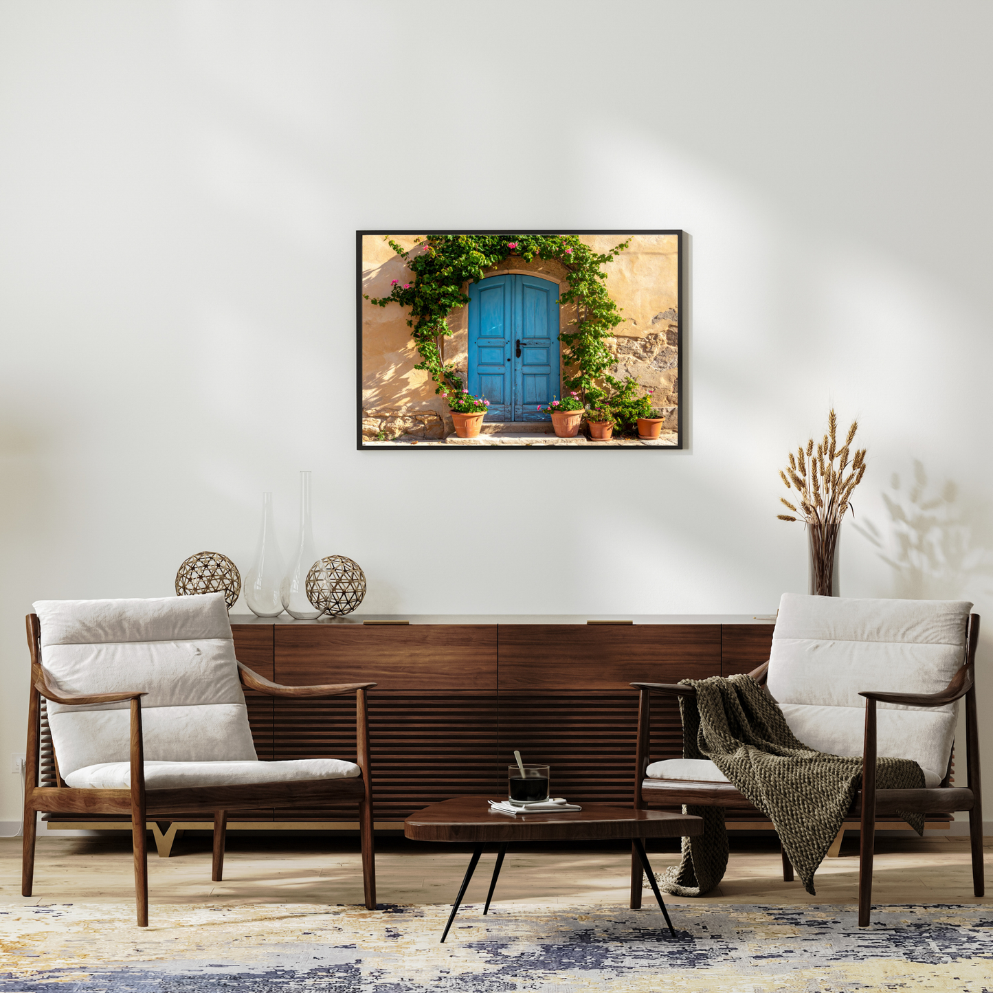 European Wooden Blue Door 1 - AI Digital Wall Art Download