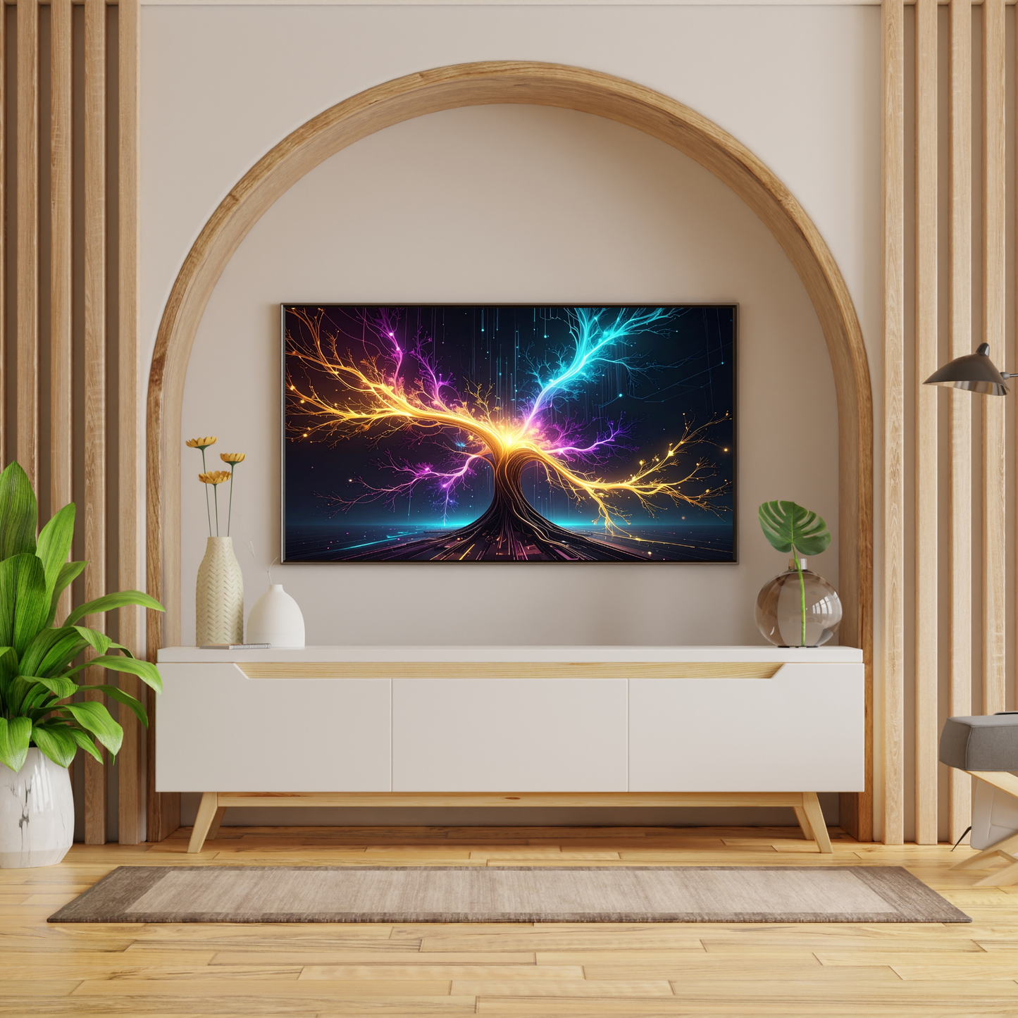 Dynamic Neuro-Inspired Tree 3 - AI Digital Wall Art Download