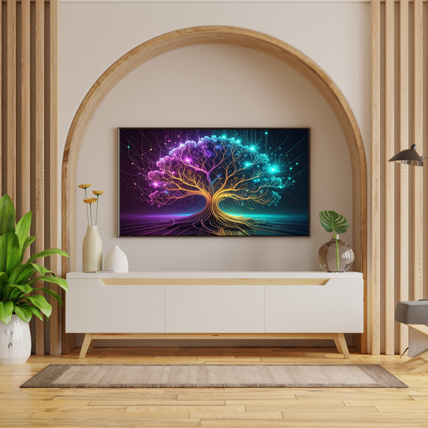 Dynamic Neuro-Inspired Tree 1 - AI Digital Wall Art Download