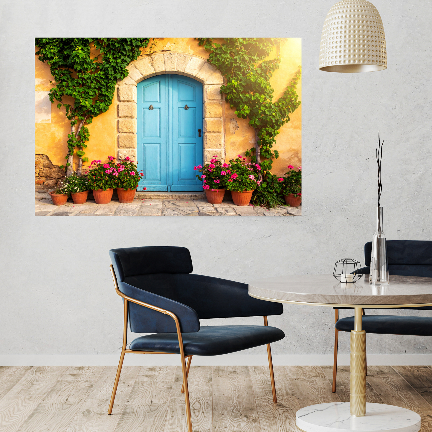 European Wooden Blue Door 4 - AI Digital Wall Art Download