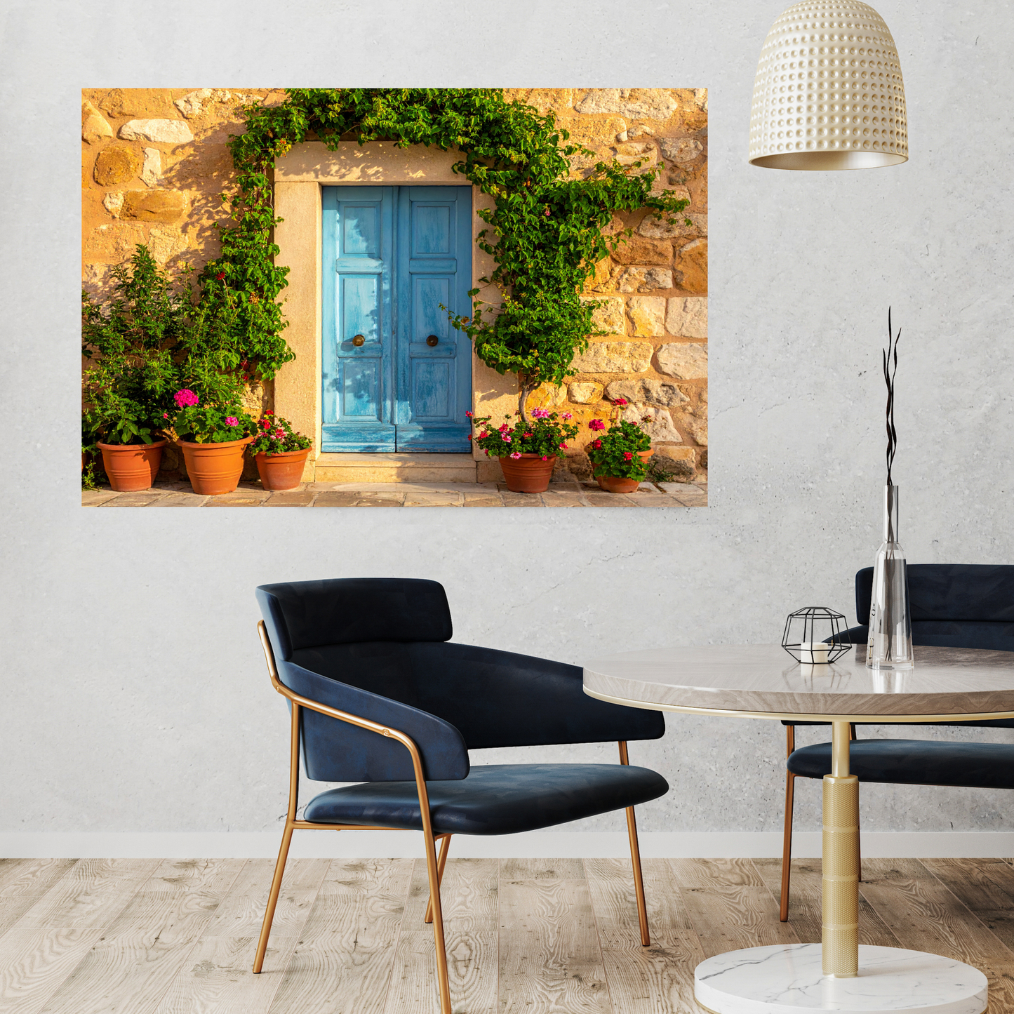 European Wooden Blue Door 3 - AI Digital Wall Art Download