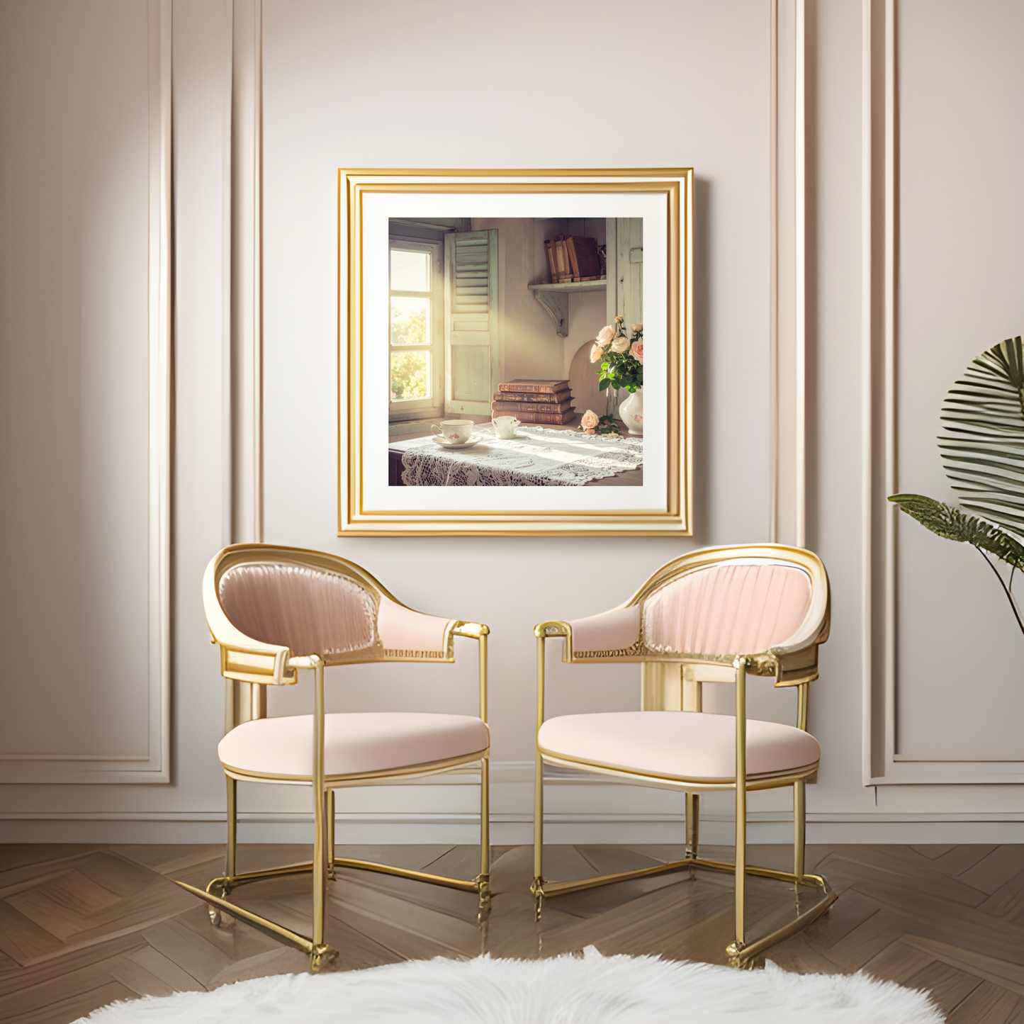 Dreamy French Chateau Kitchen 2 - AI Digital Wall Art Download