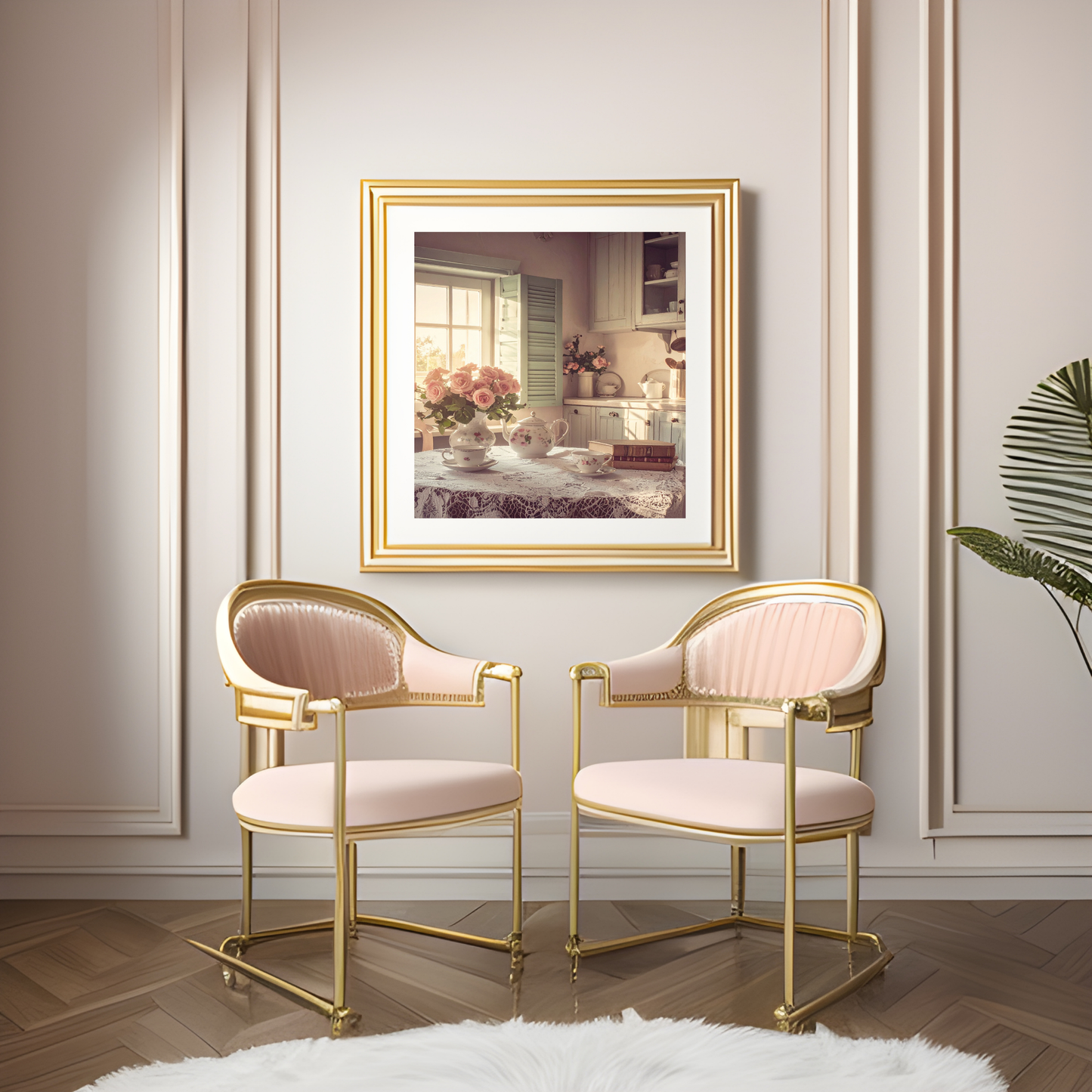 Dreamy French Chateau Kitchen 4 - AI Digital Wall Art Download