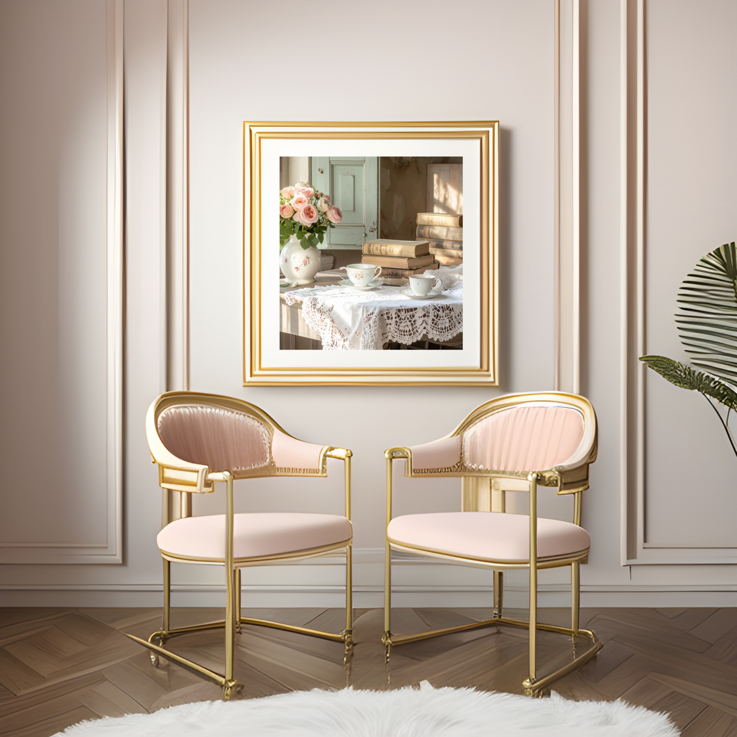 Dreamy French Chateau Kitchen 1 - AI Digital Wall Art Download