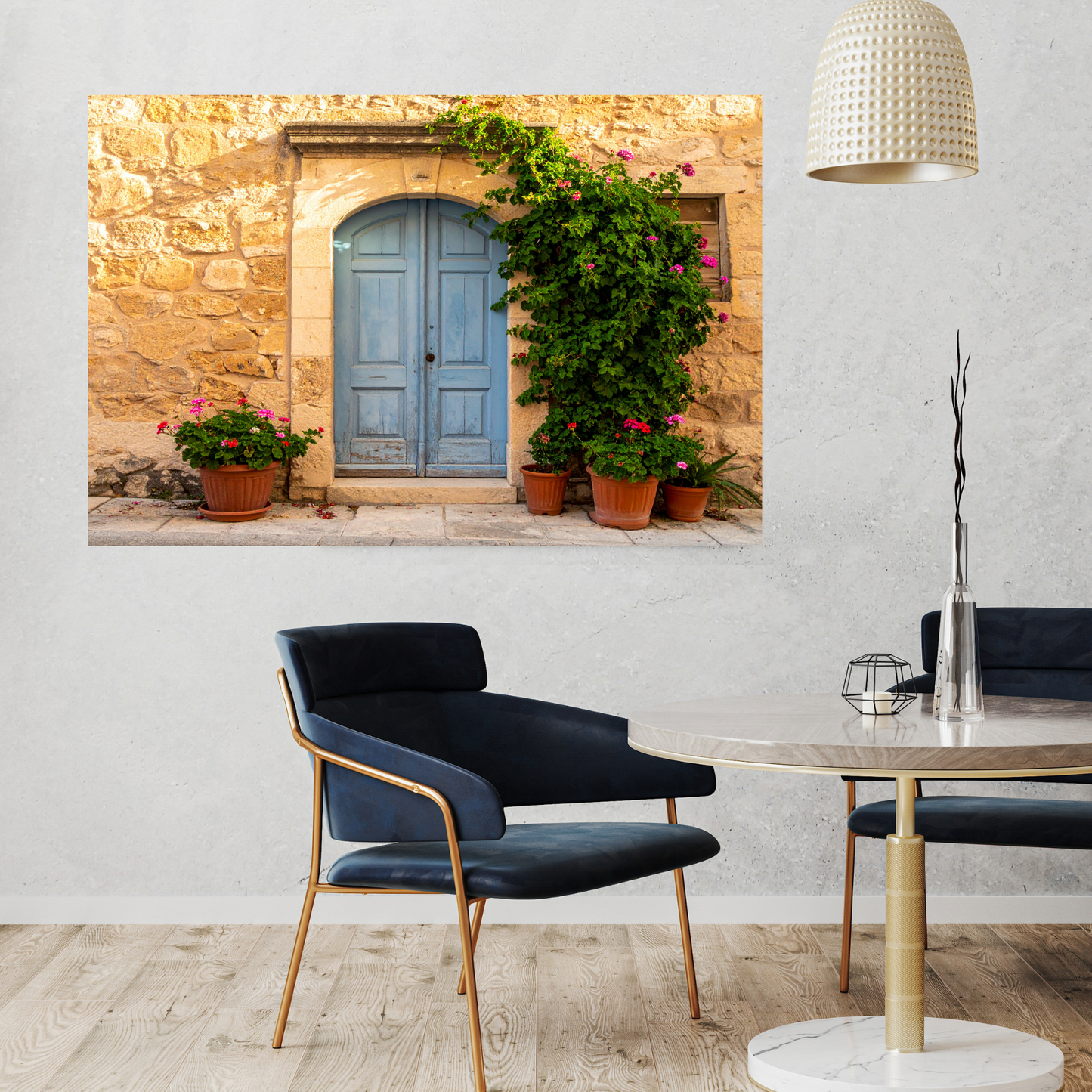 European Wooden Blue Door 2 - AI Digital Wall Art Download