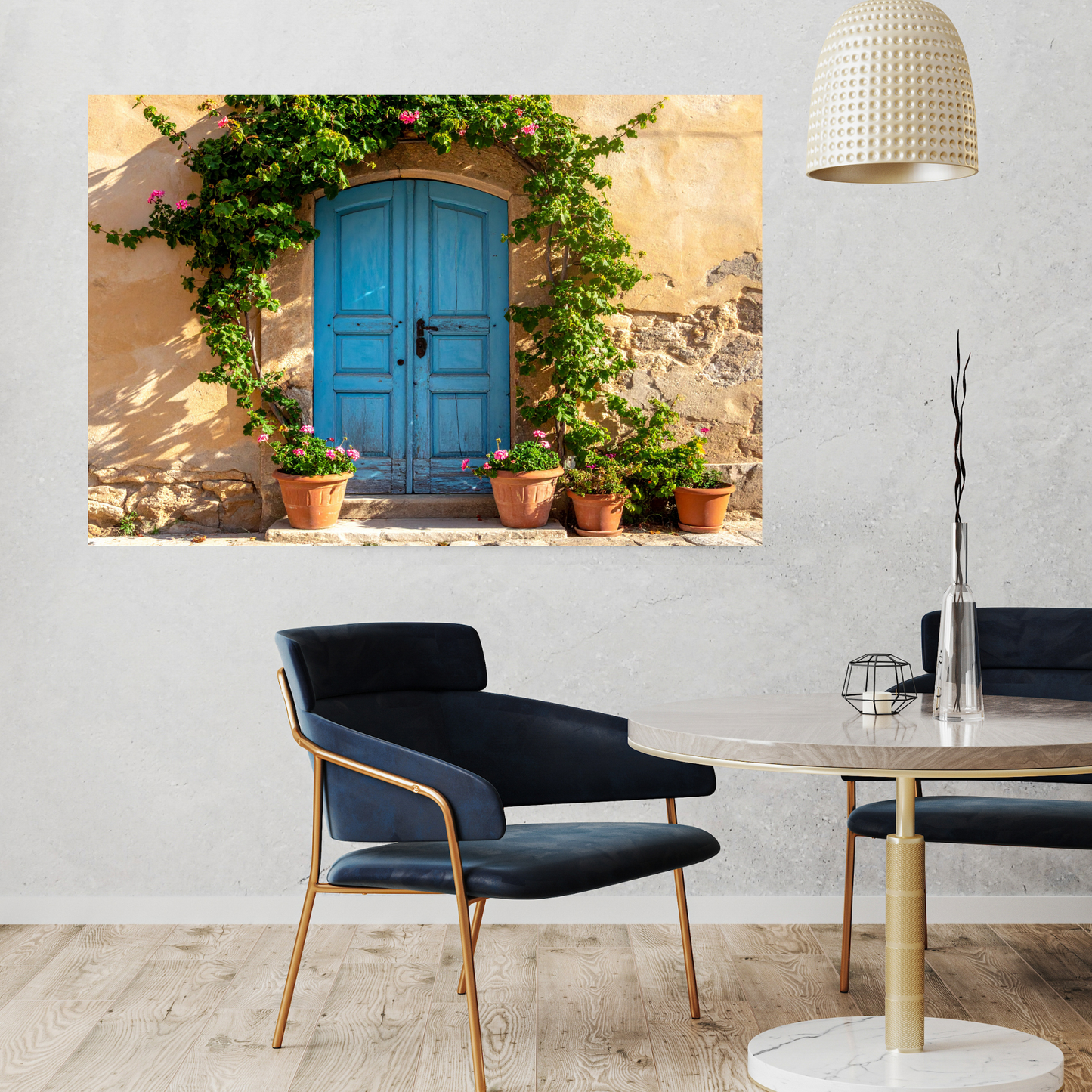 European Wooden Blue Door 1 - AI Digital Wall Art Download