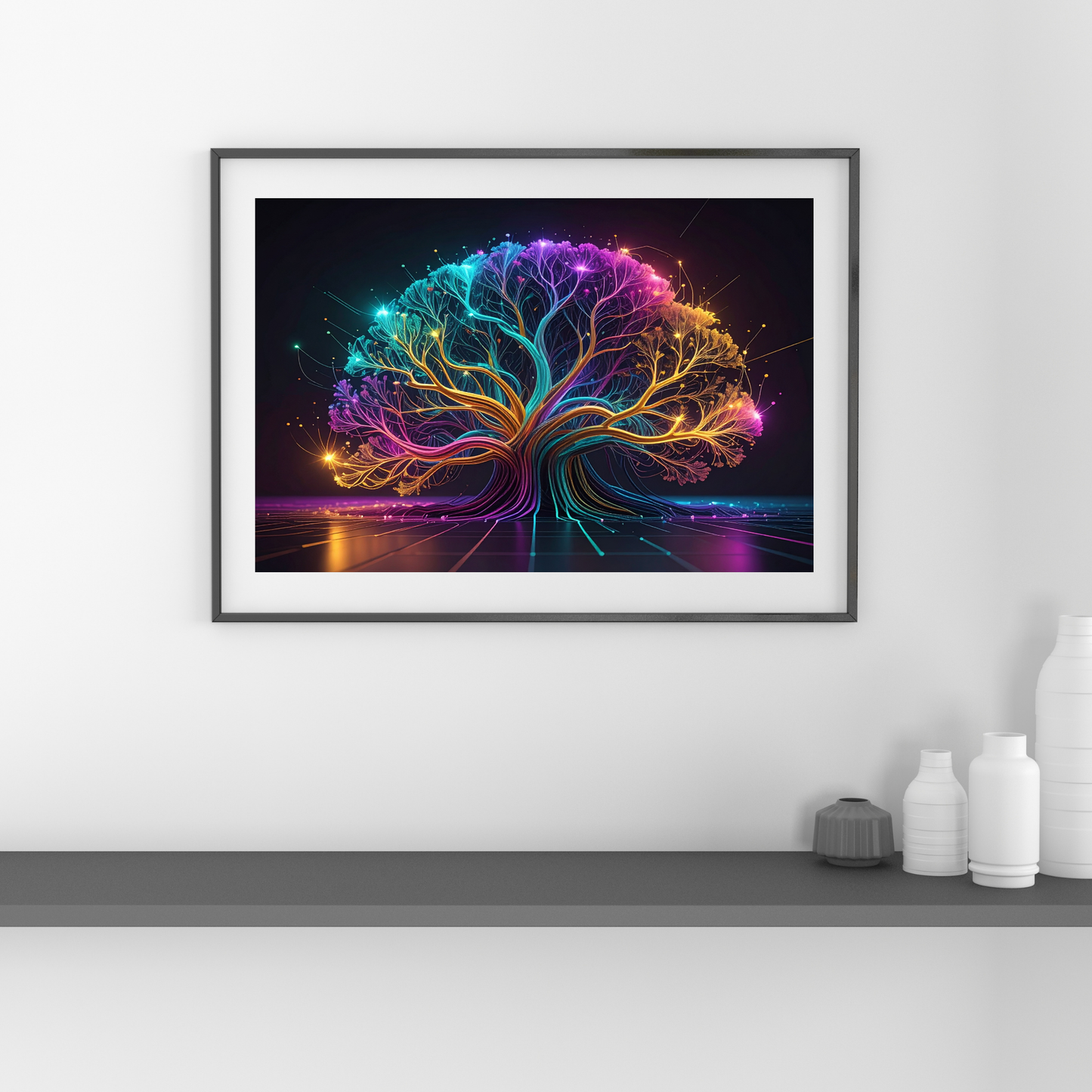 Dynamic Neuro-Inspired Tree 2 - AI Digital Wall Art Download