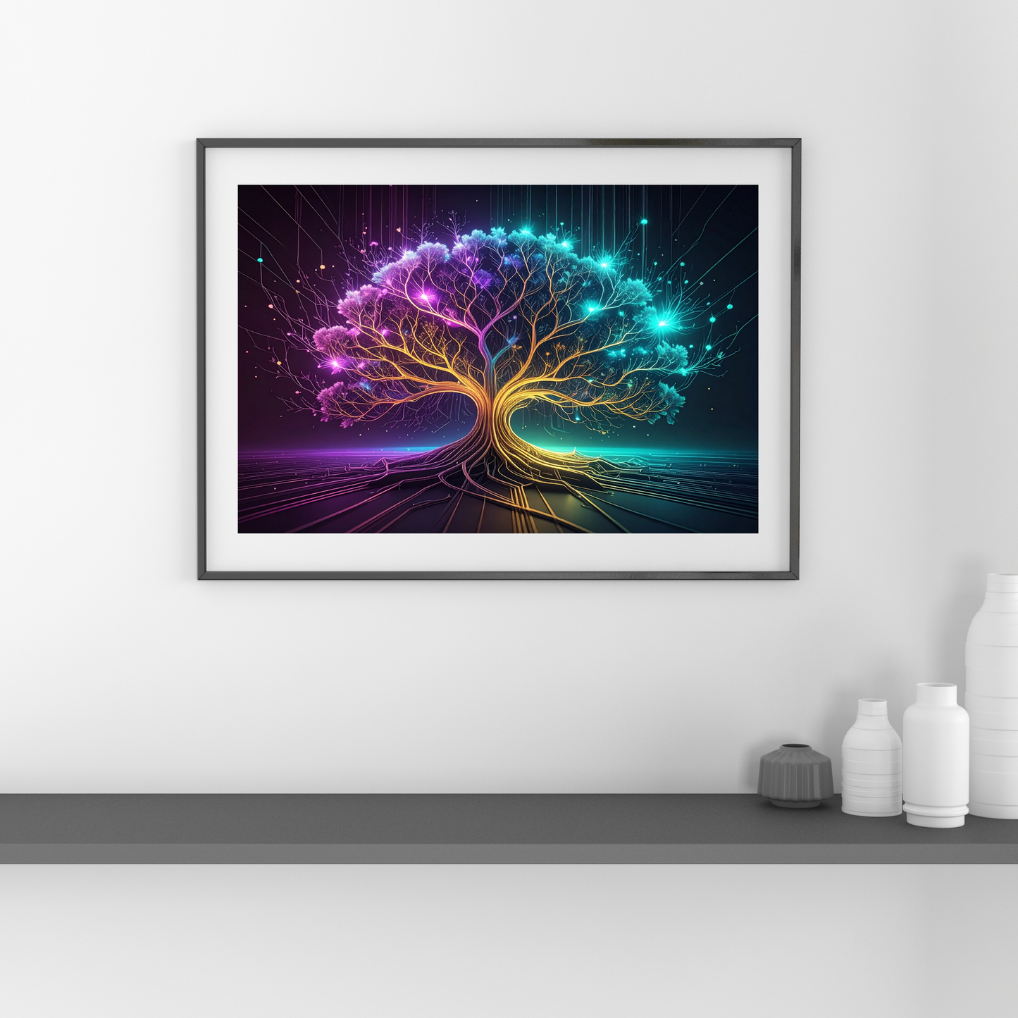 Dynamic Neuro-Inspired Tree 1 - AI Digital Wall Art Download