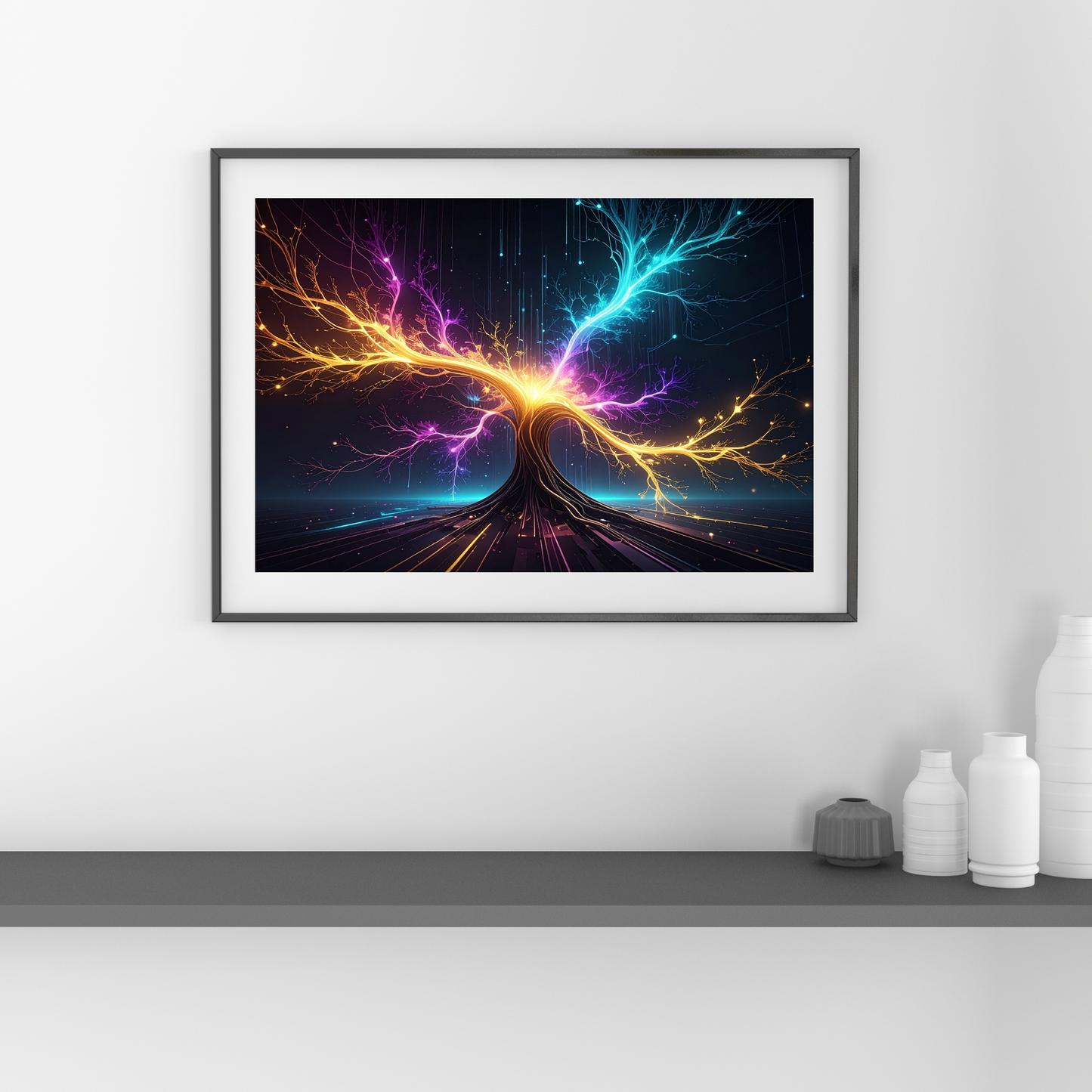 Dynamic Neuro-Inspired Tree 3 - AI Digital Wall Art Download
