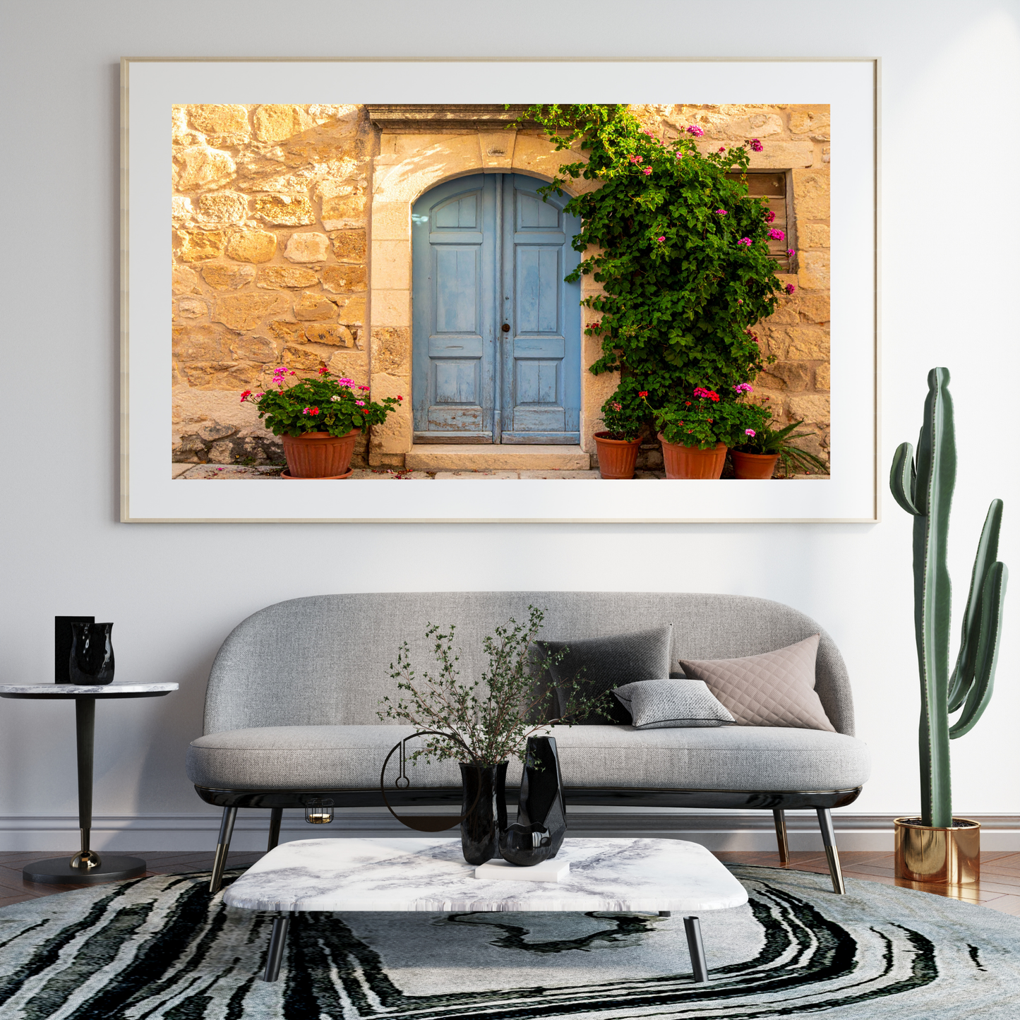 European Wooden Blue Door 2 - AI Digital Wall Art Download