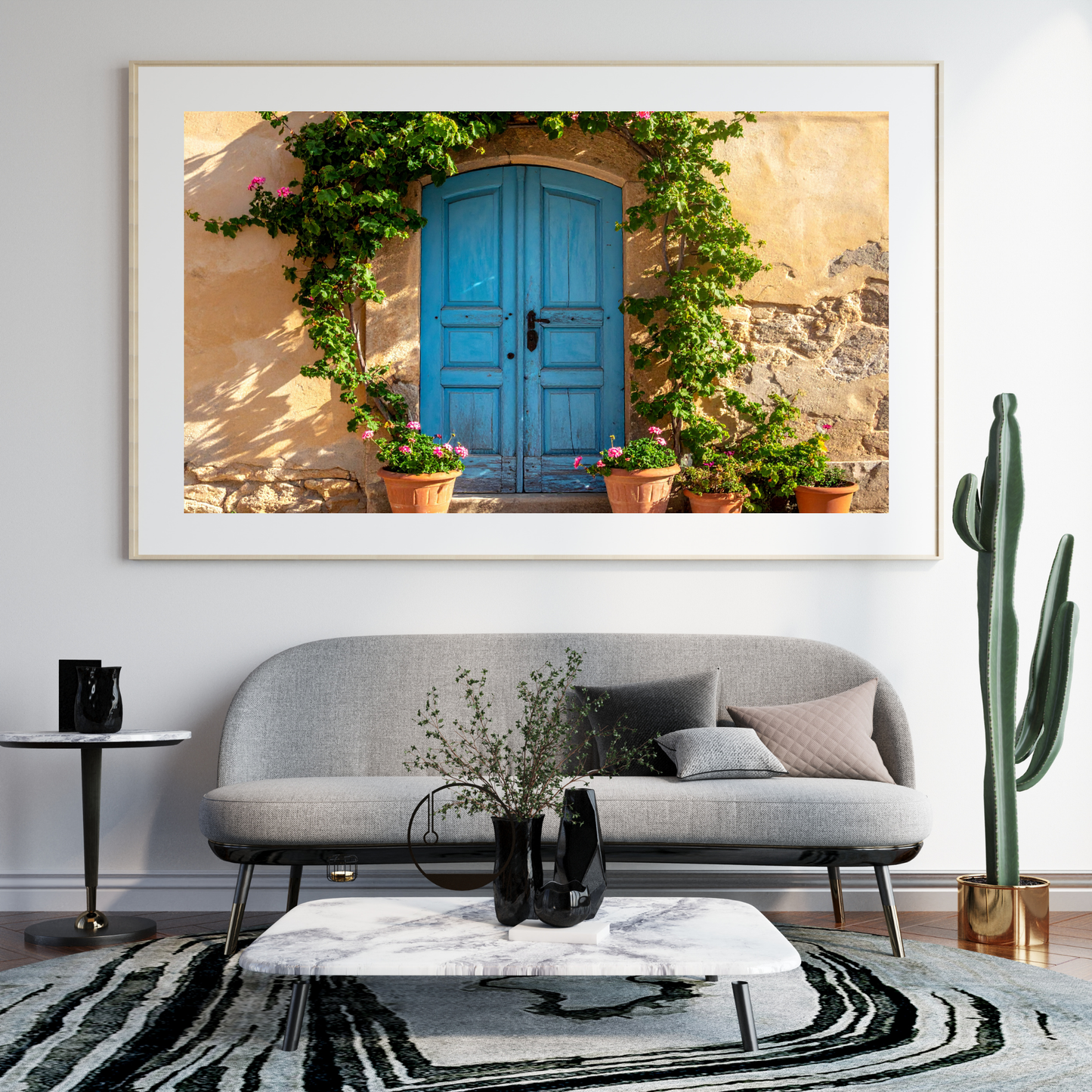 European Wooden Blue Door 1 - AI Digital Wall Art Download