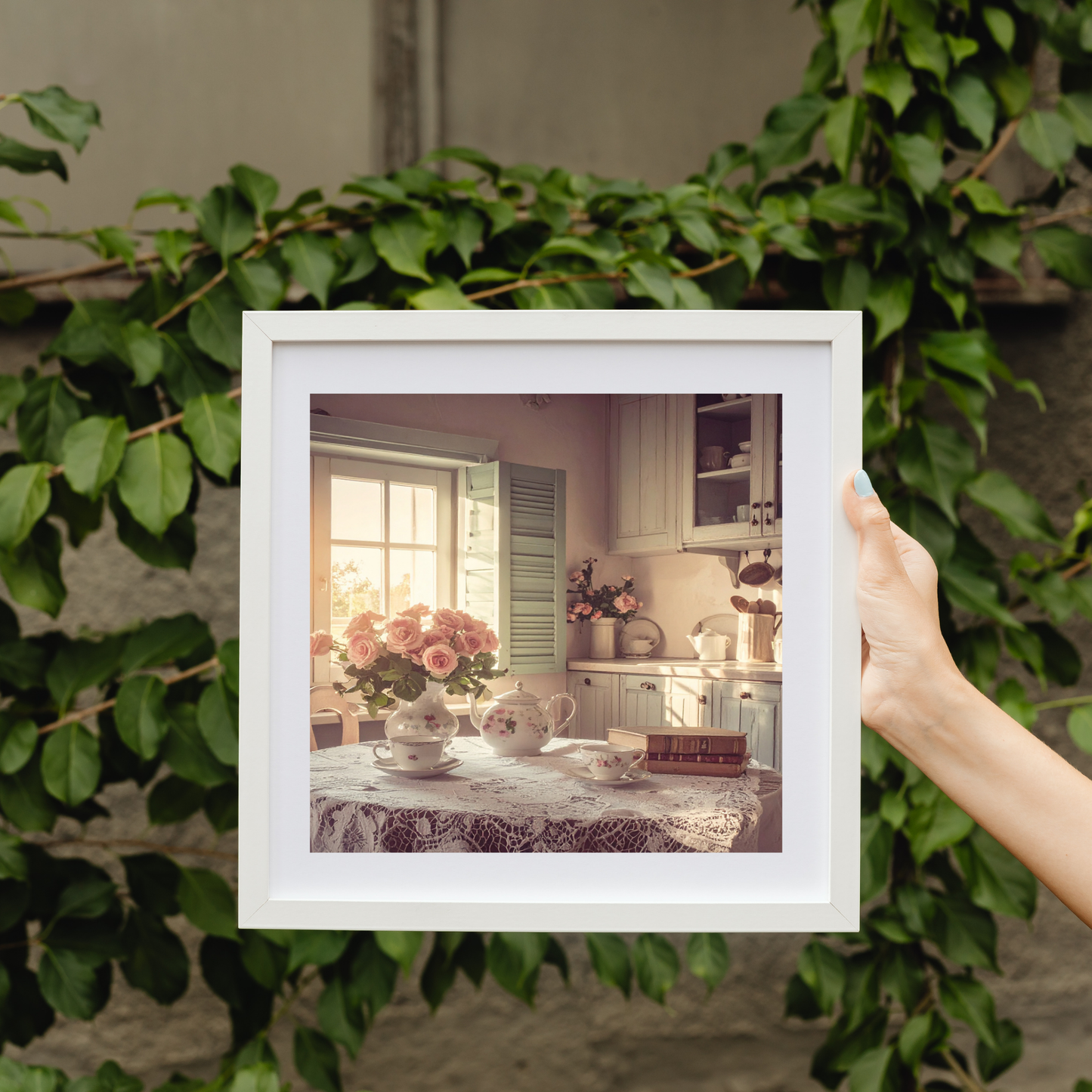 Dreamy French Chateau Kitchen 4 - AI Digital Wall Art Download