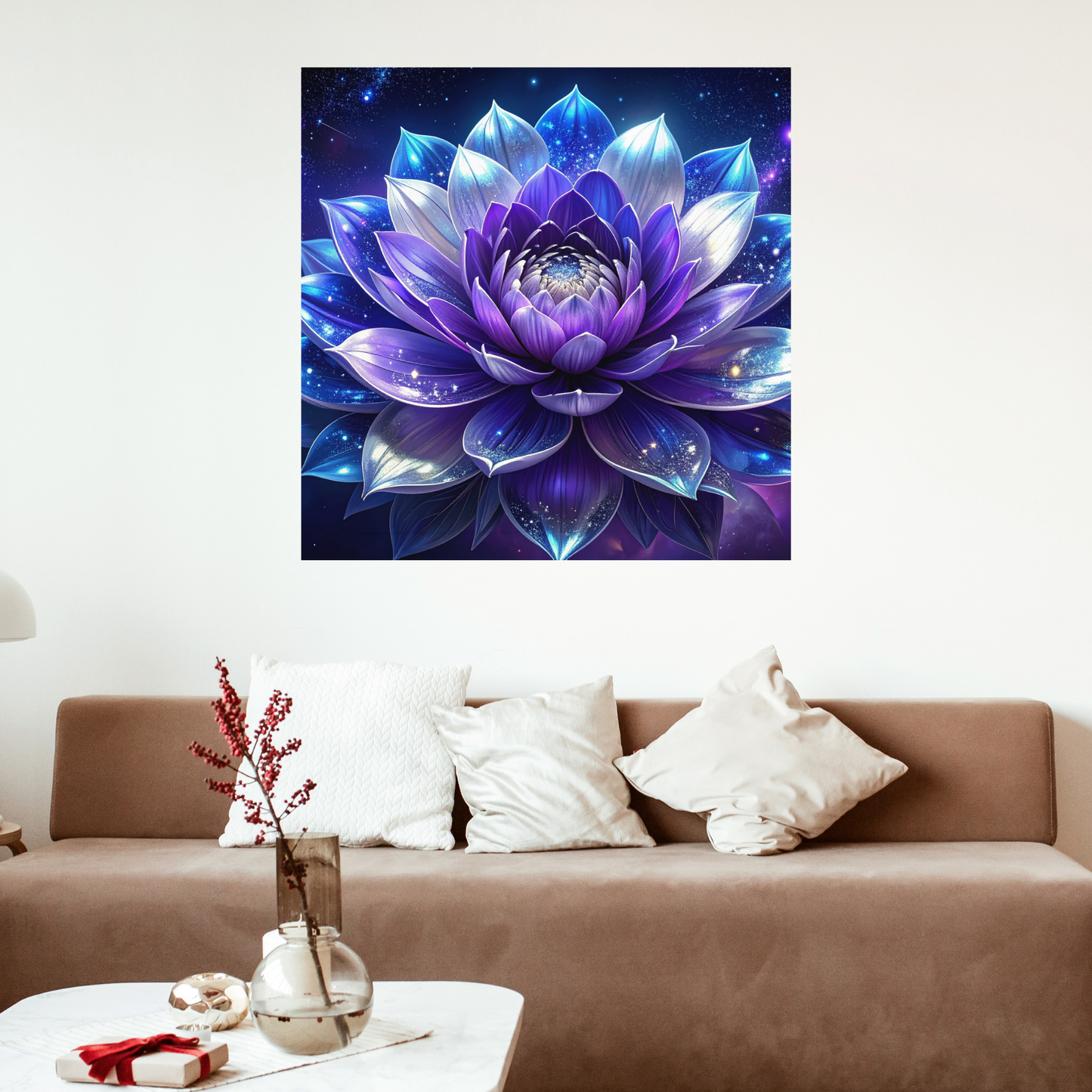 Botanical Bouquet Nebula Clouds 1 - AI Digital Wall Art Download