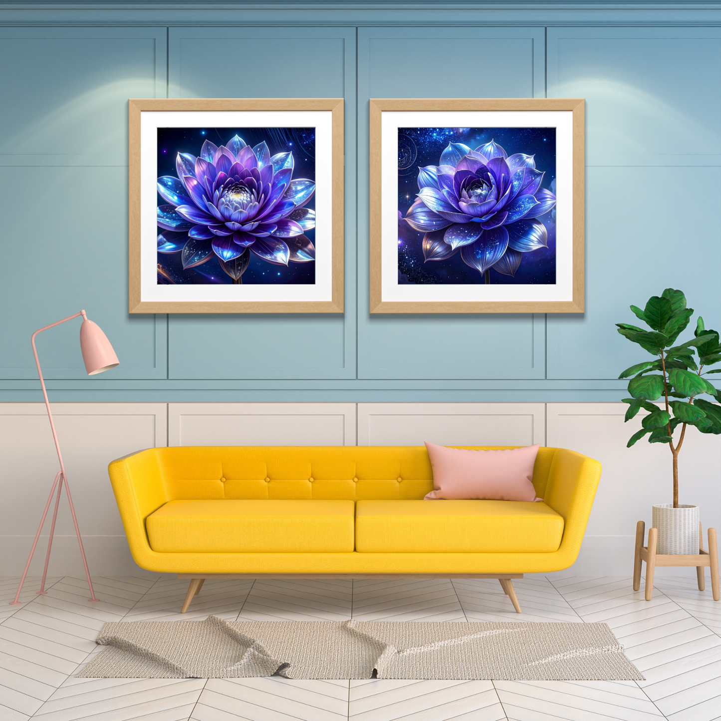 Botanical Bouquet Nebula Clouds 3 - AI Digital Wall Art Download