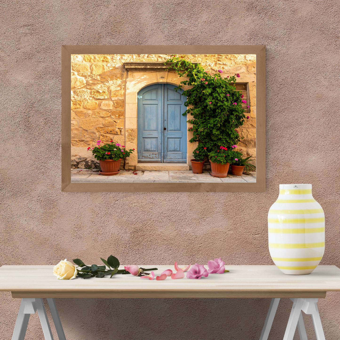 European Wooden Blue Door 2 - AI Digital Wall Art Download