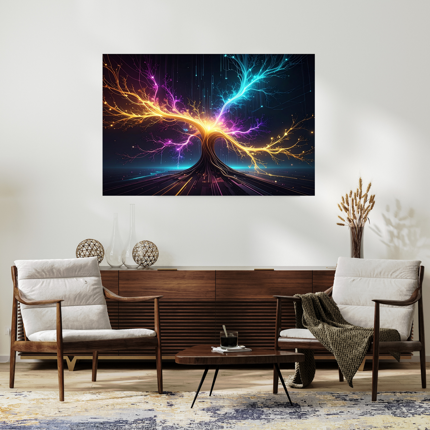 Dynamic Neuro-Inspired Tree 3 - AI Digital Wall Art Download