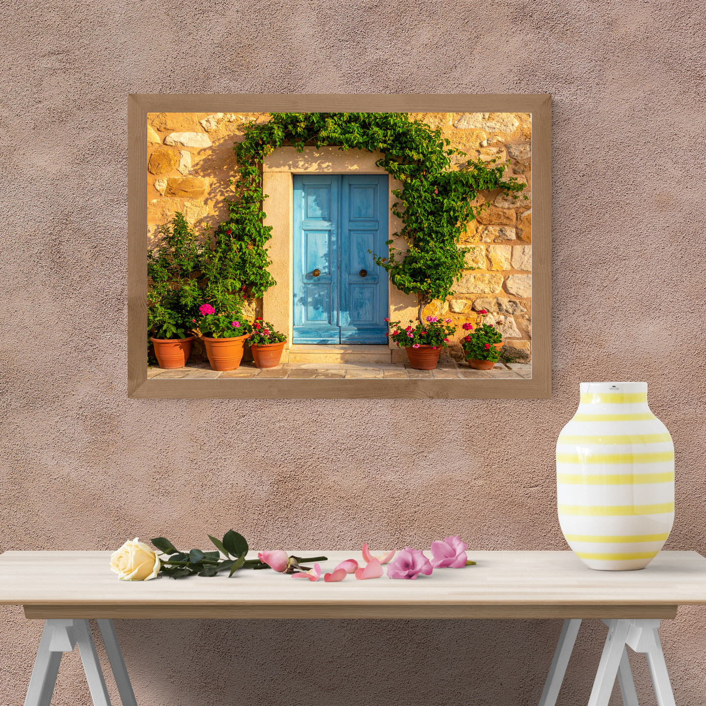 European Wooden Blue Door 3 - AI Digital Wall Art Download