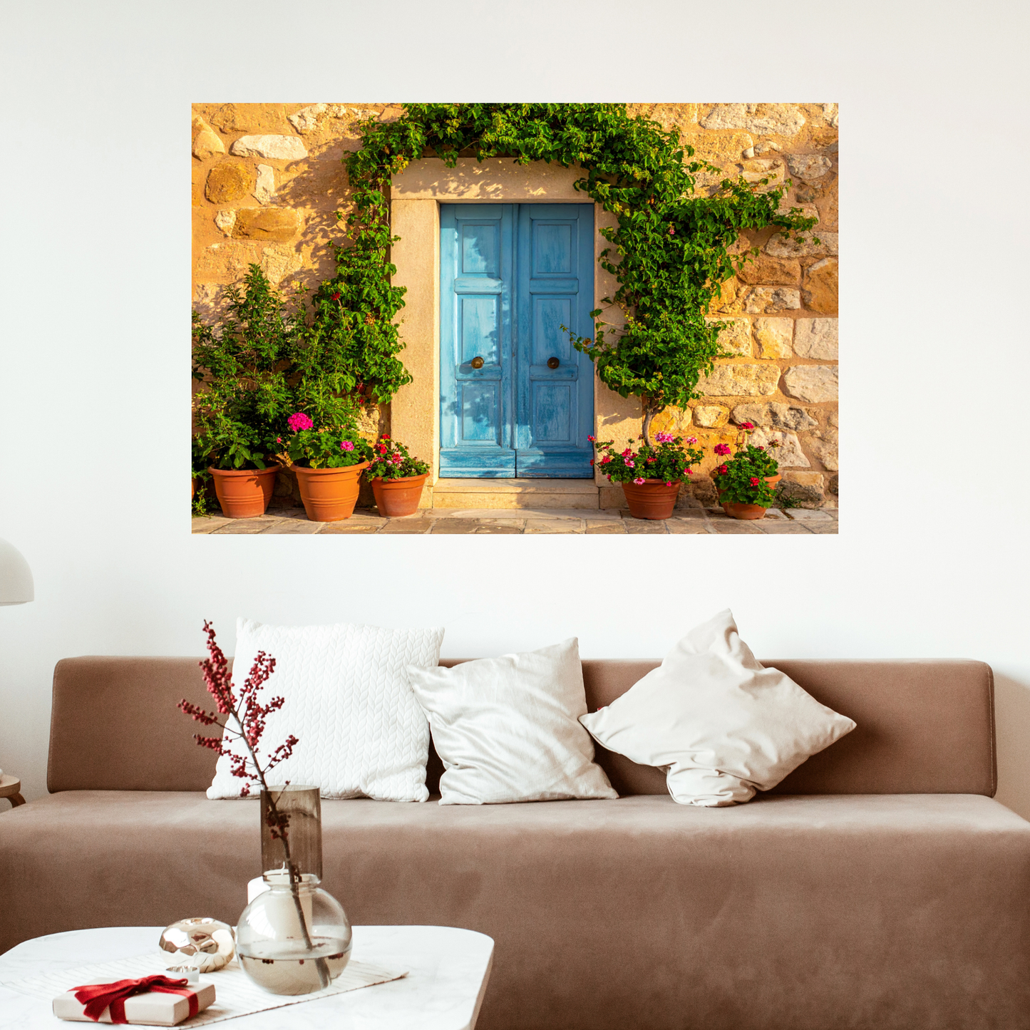 European Wooden Blue Door 3 - AI Digital Wall Art Download