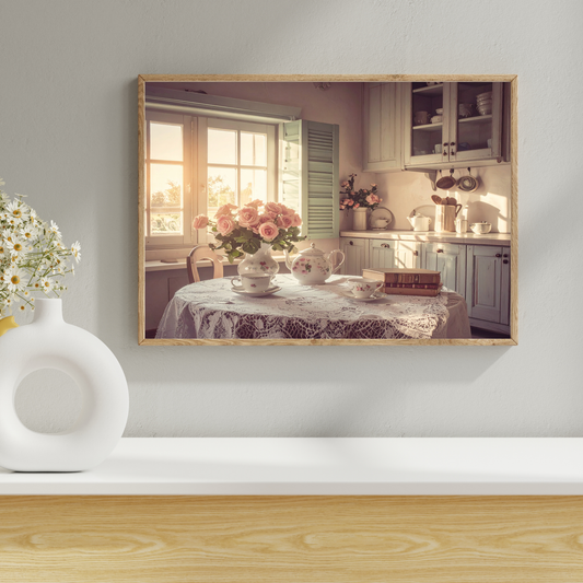 Dreamy French Chateau Kitchen 4 - AI Digital Wall Art Download