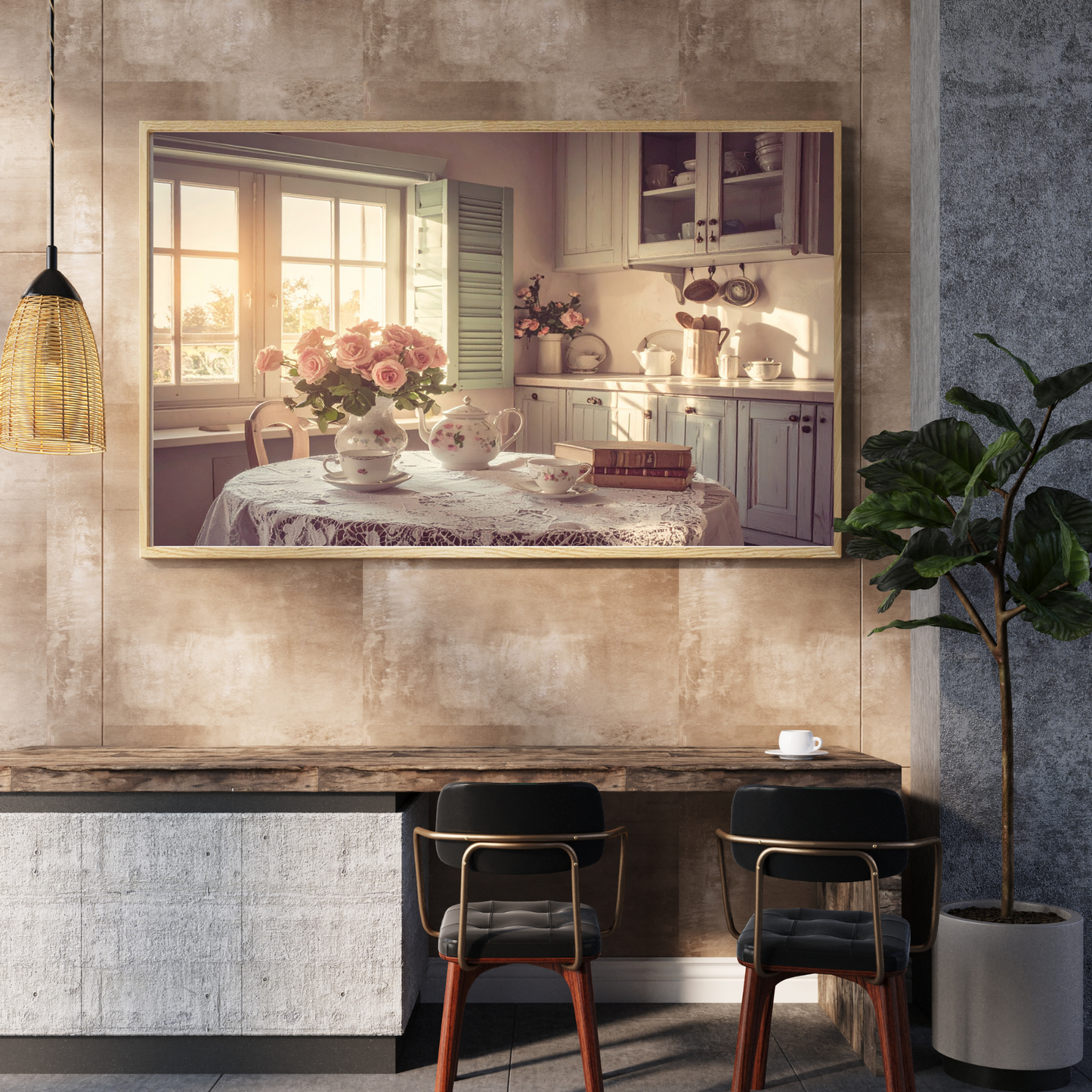 Dreamy French Chateau Kitchen 4 - AI Digital Wall Art Download