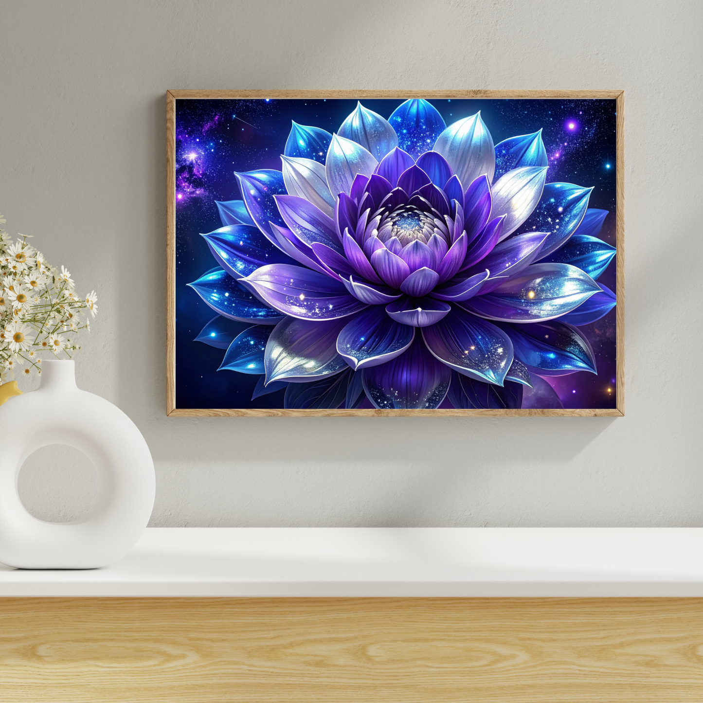 Botanical Bouquet Nebula Clouds 1 - AI Digital Wall Art Download