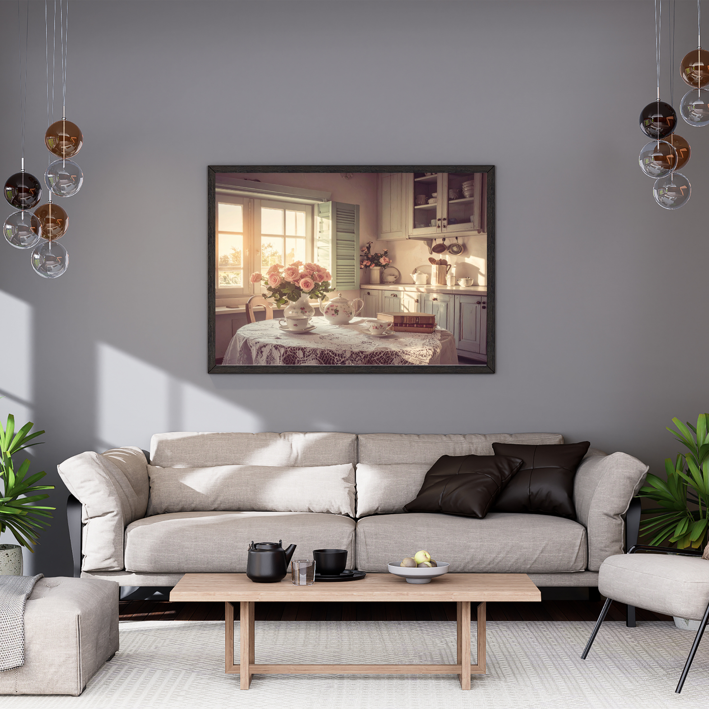 Dreamy French Chateau Kitchen 4 - AI Digital Wall Art Download