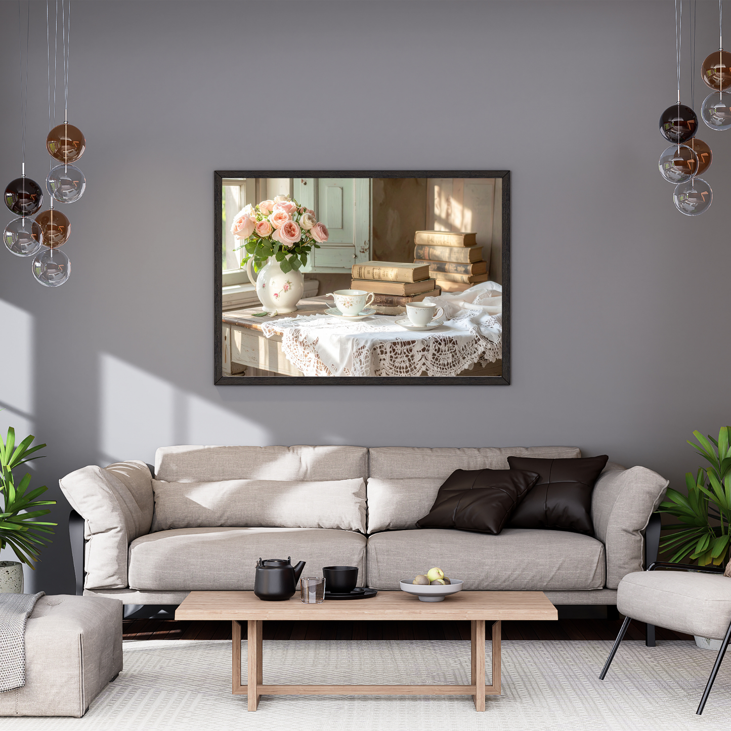 Dreamy French Chateau Kitchen 1 - AI Digital Wall Art Download