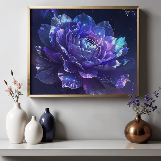 Botanical Bouquet Nebula Clouds 4 - AI Digital Wall Art Download
