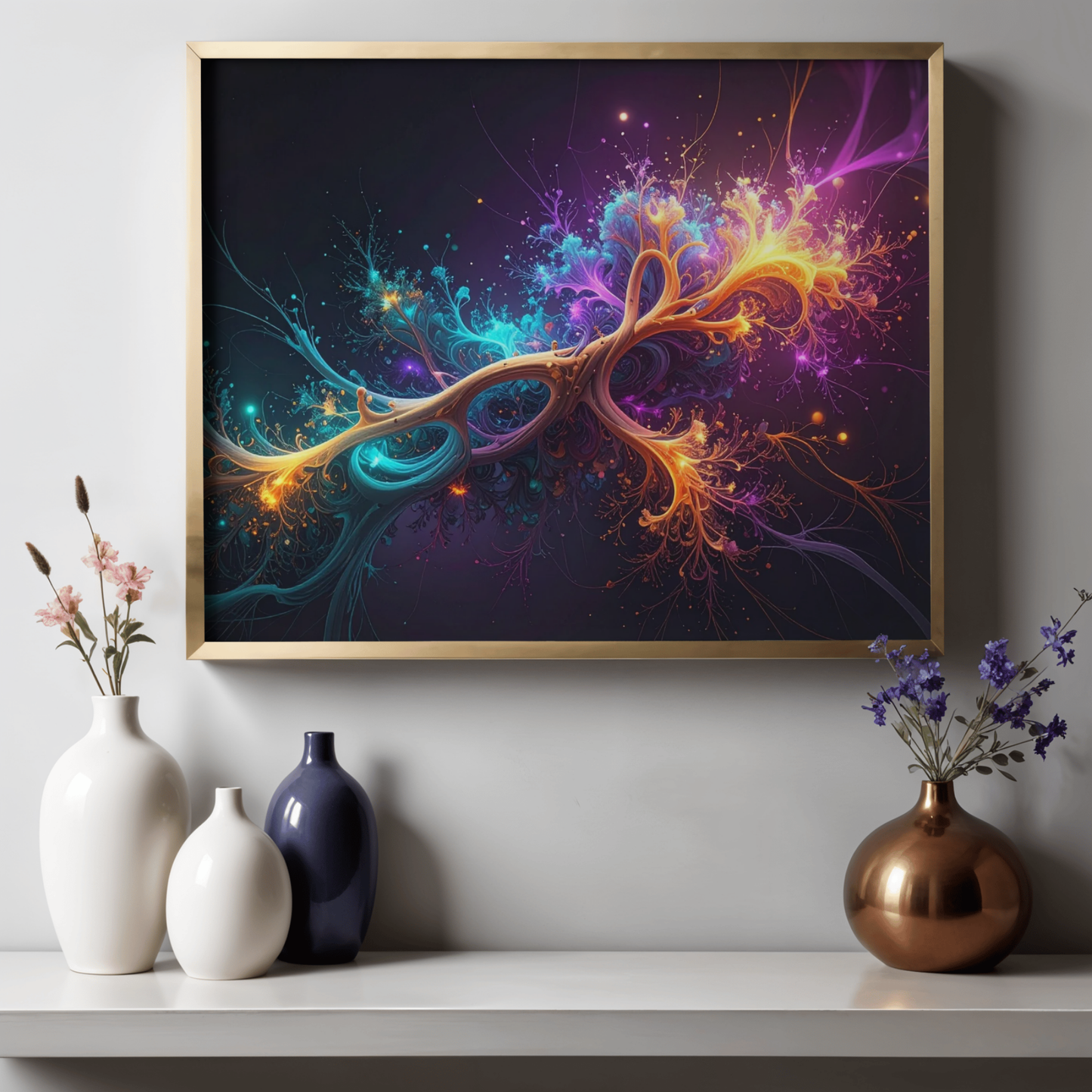 Dynamic Neuro-Inspired Composition 1 - AI Digital Wall Art Download
