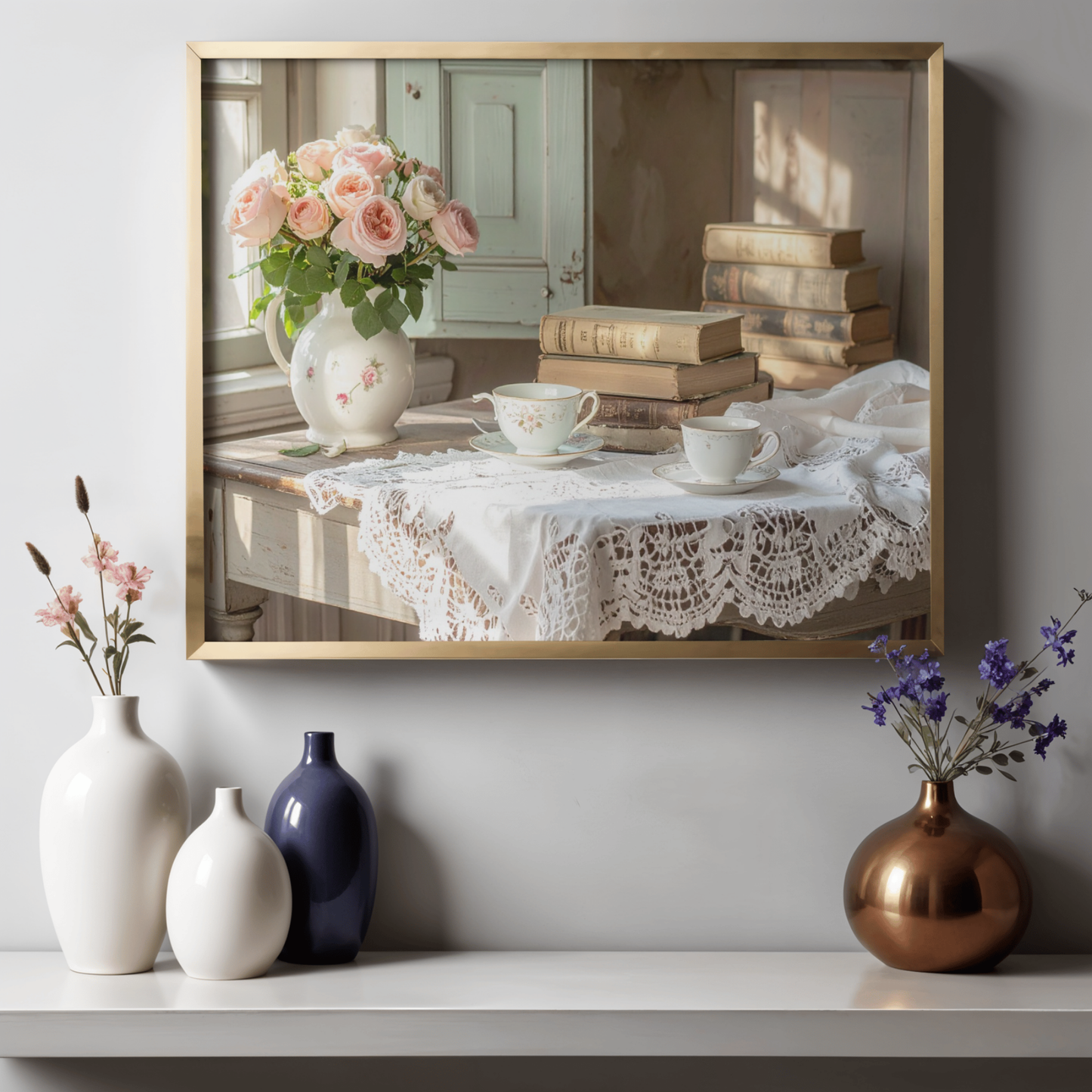 Dreamy French Chateau Kitchen 1 - AI Digital Wall Art Download