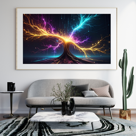 Dynamic Neuro-Inspired Tree 3 - AI Digital Wall Art Download