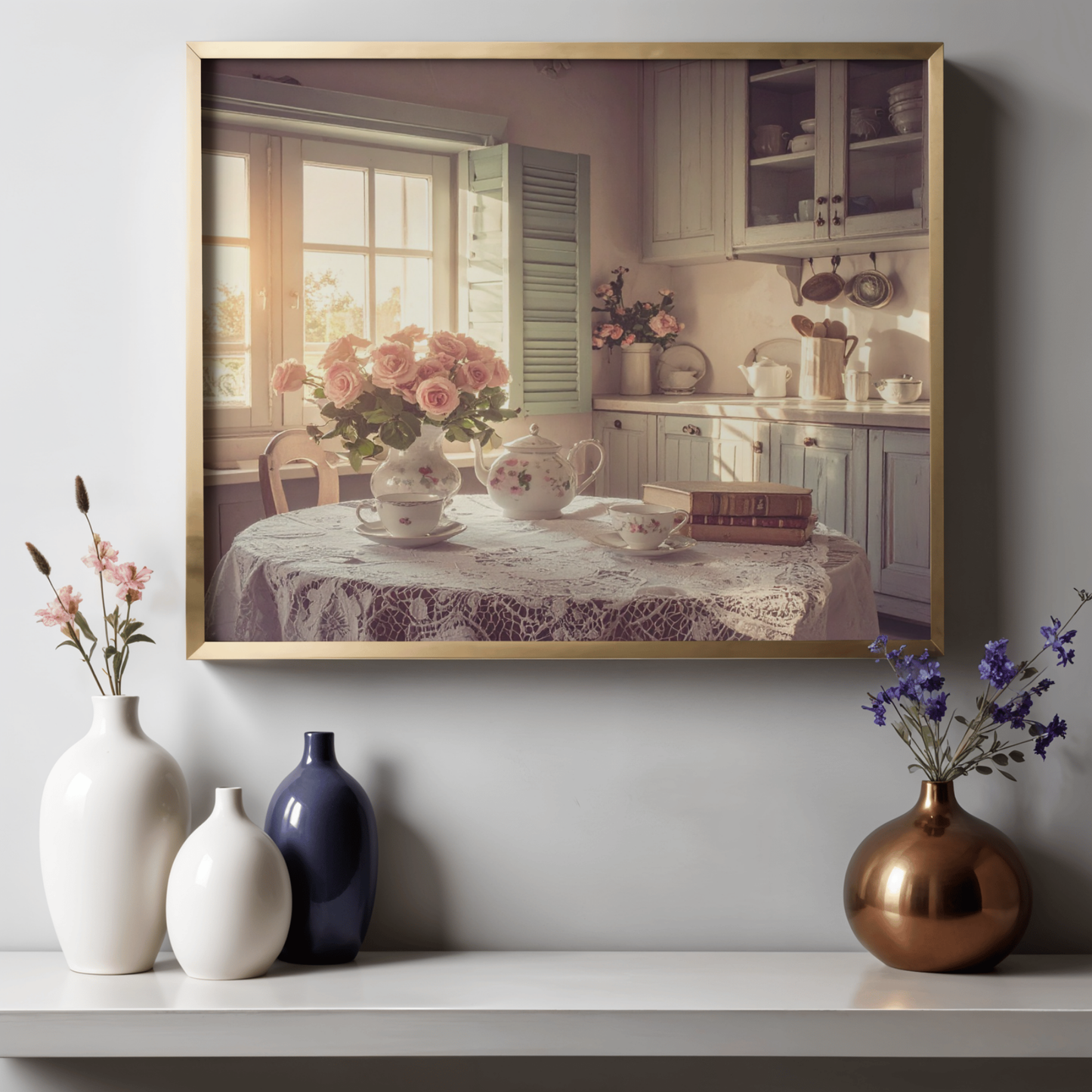 Dreamy French Chateau Kitchen 4 - AI Digital Wall Art Download