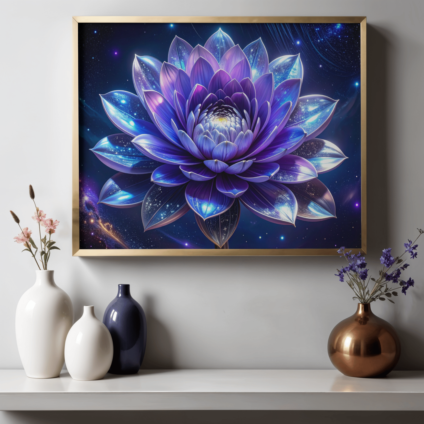 Botanical Bouquet Nebula Clouds 3 - AI Digital Wall Art Download