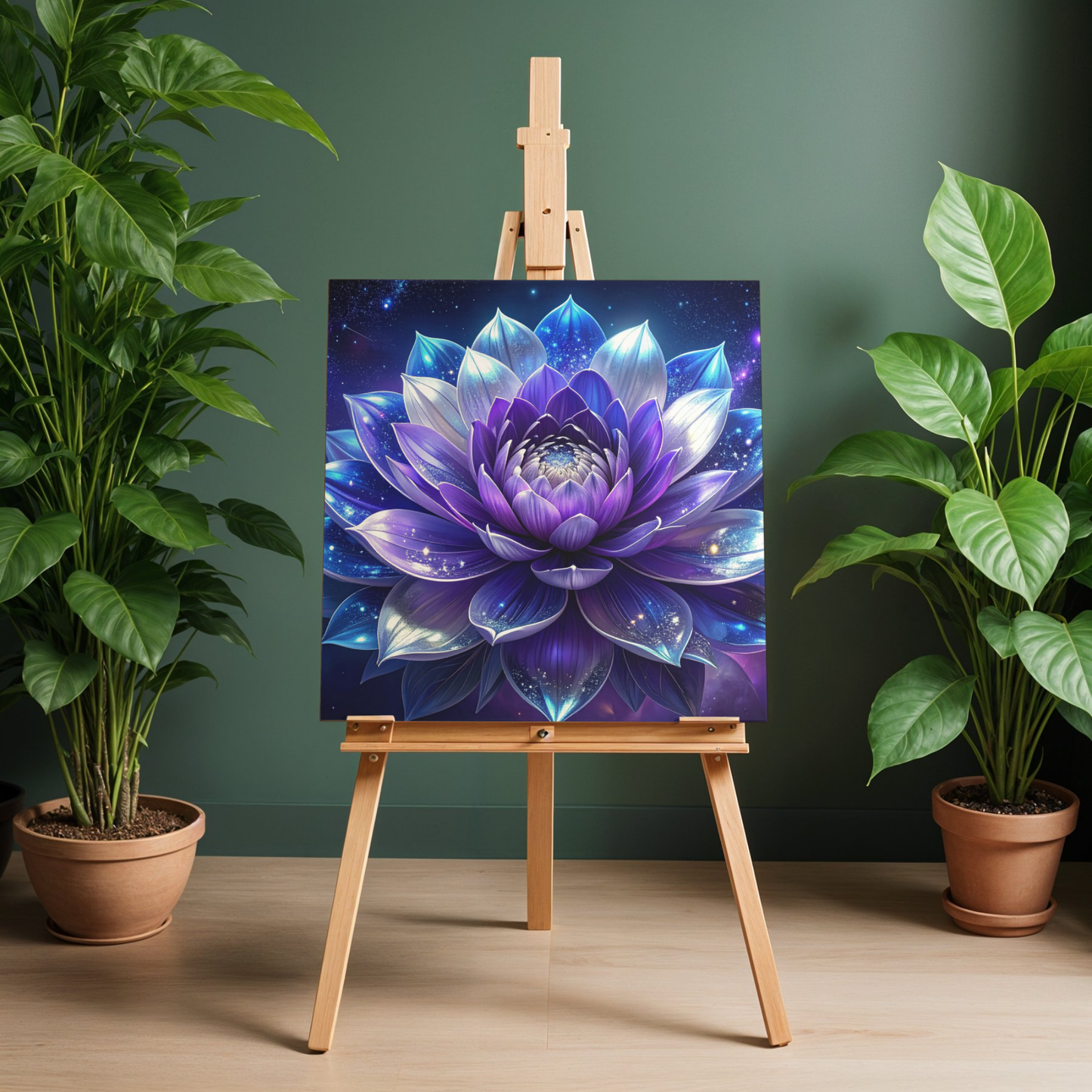 Botanical Bouquet Nebula Clouds 1 - AI Digital Wall Art Download
