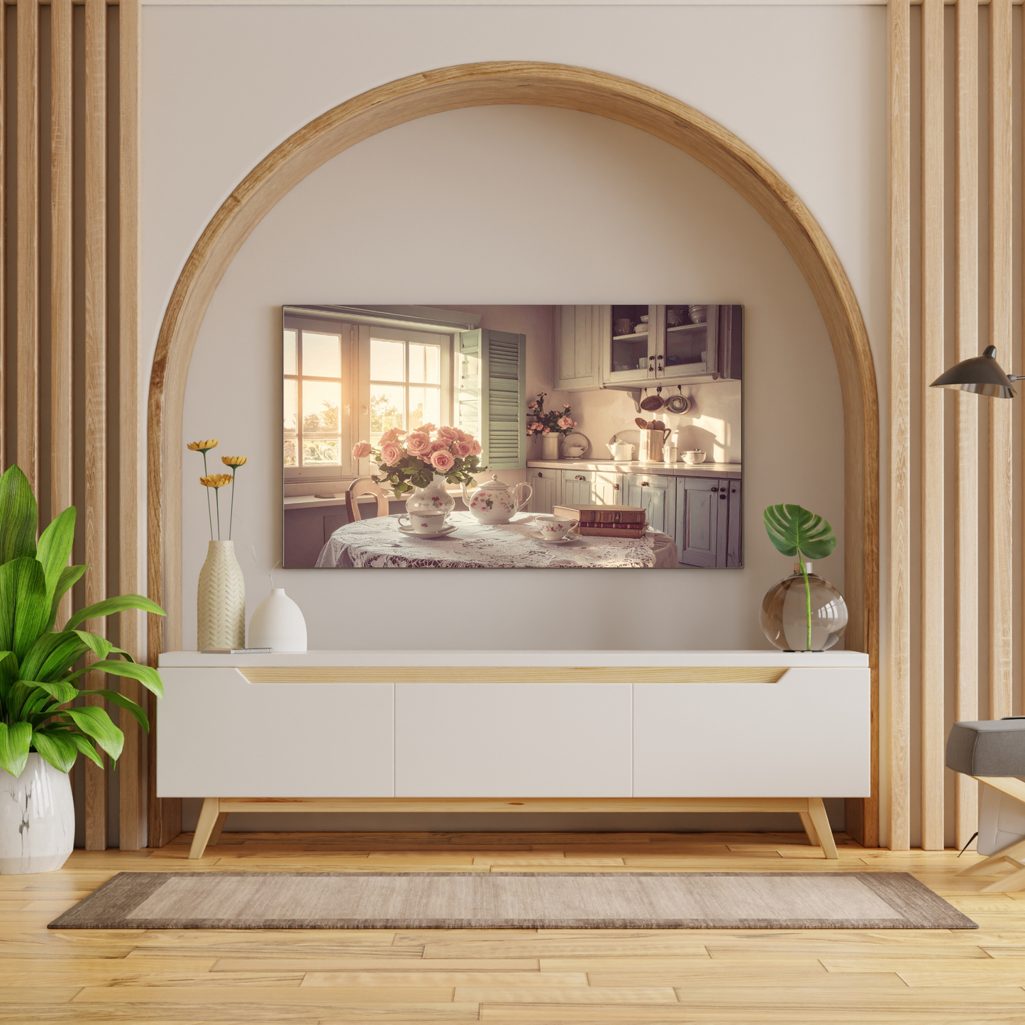 Dreamy French Chateau Kitchen 4 - AI Digital Wall Art Download