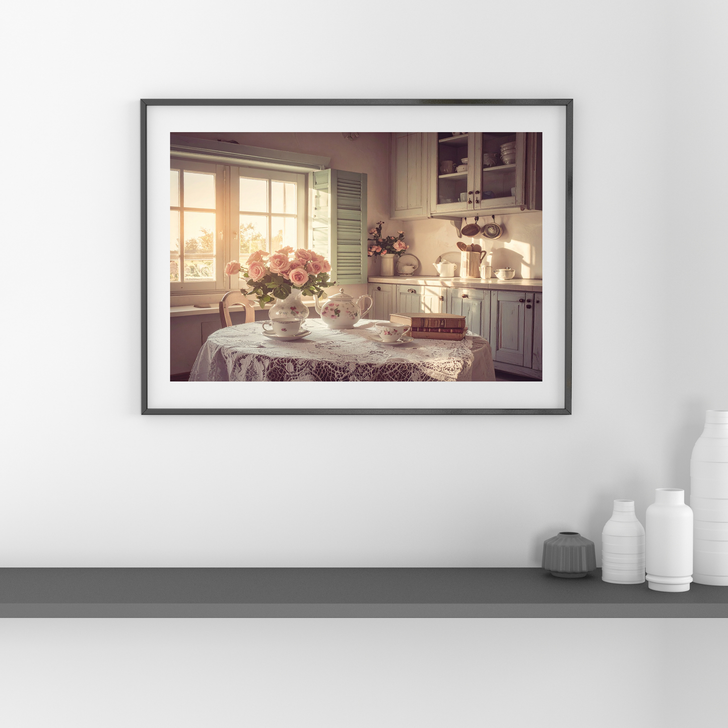 Dreamy French Chateau Kitchen 4 - AI Digital Wall Art Download