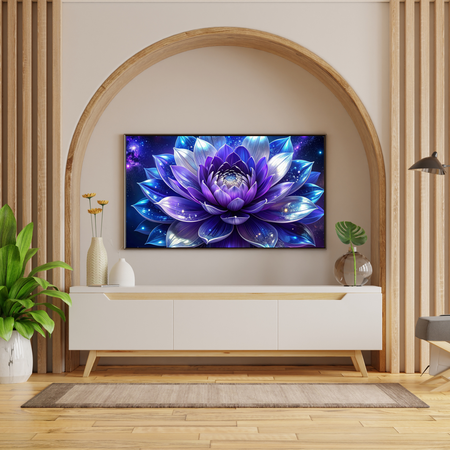 Botanical Bouquet Nebula Clouds 1 - AI Digital Wall Art Download