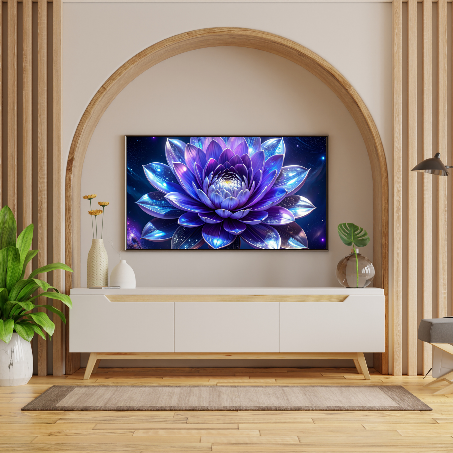 Botanical Bouquet Nebula Clouds 3 - AI Digital Wall Art Download