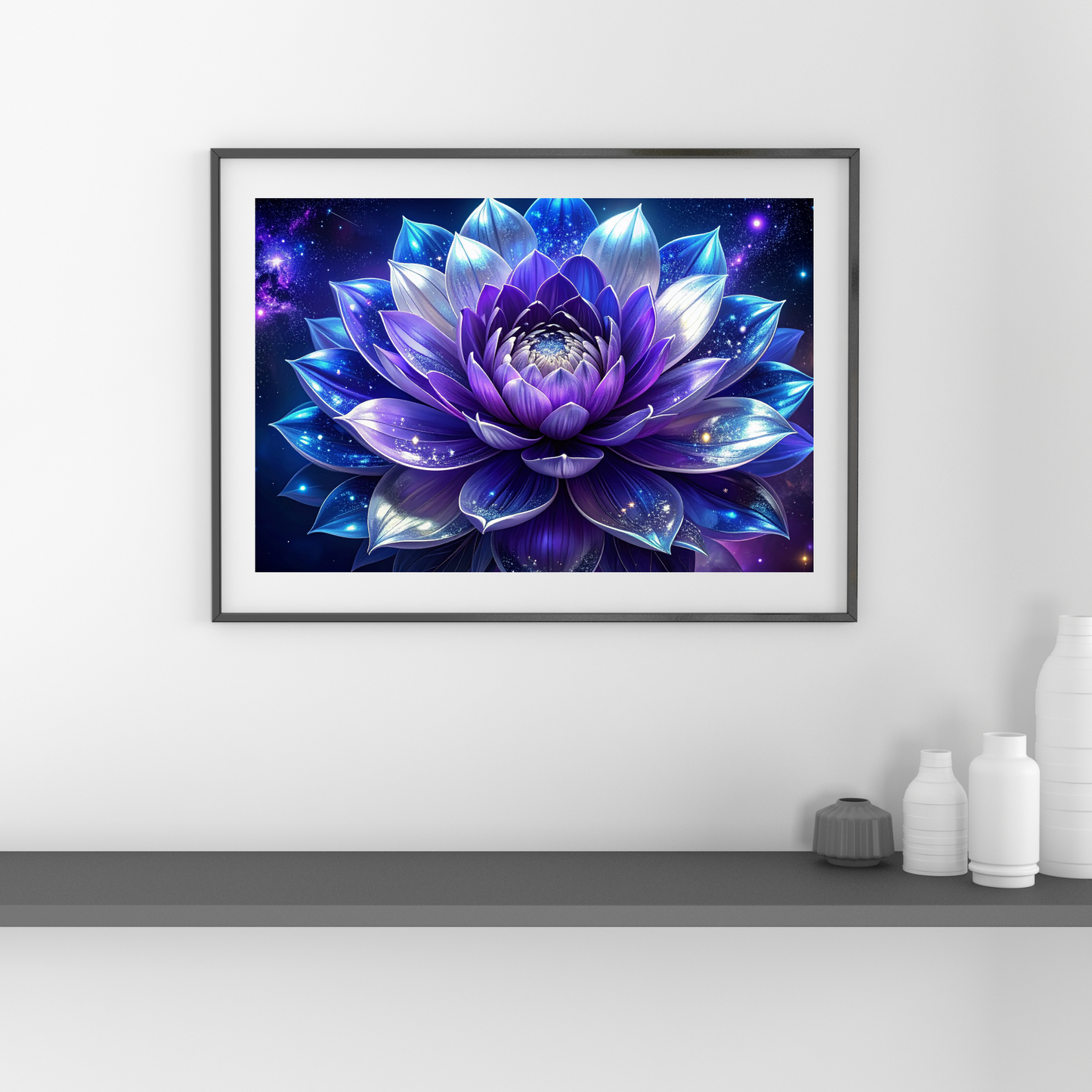 Botanical Bouquet Nebula Clouds 1 - AI Digital Wall Art Download