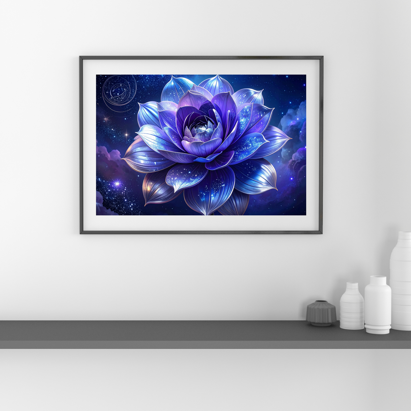 Botanical Bouquet Nebula Clouds 2 - AI Digital Wall Art Download