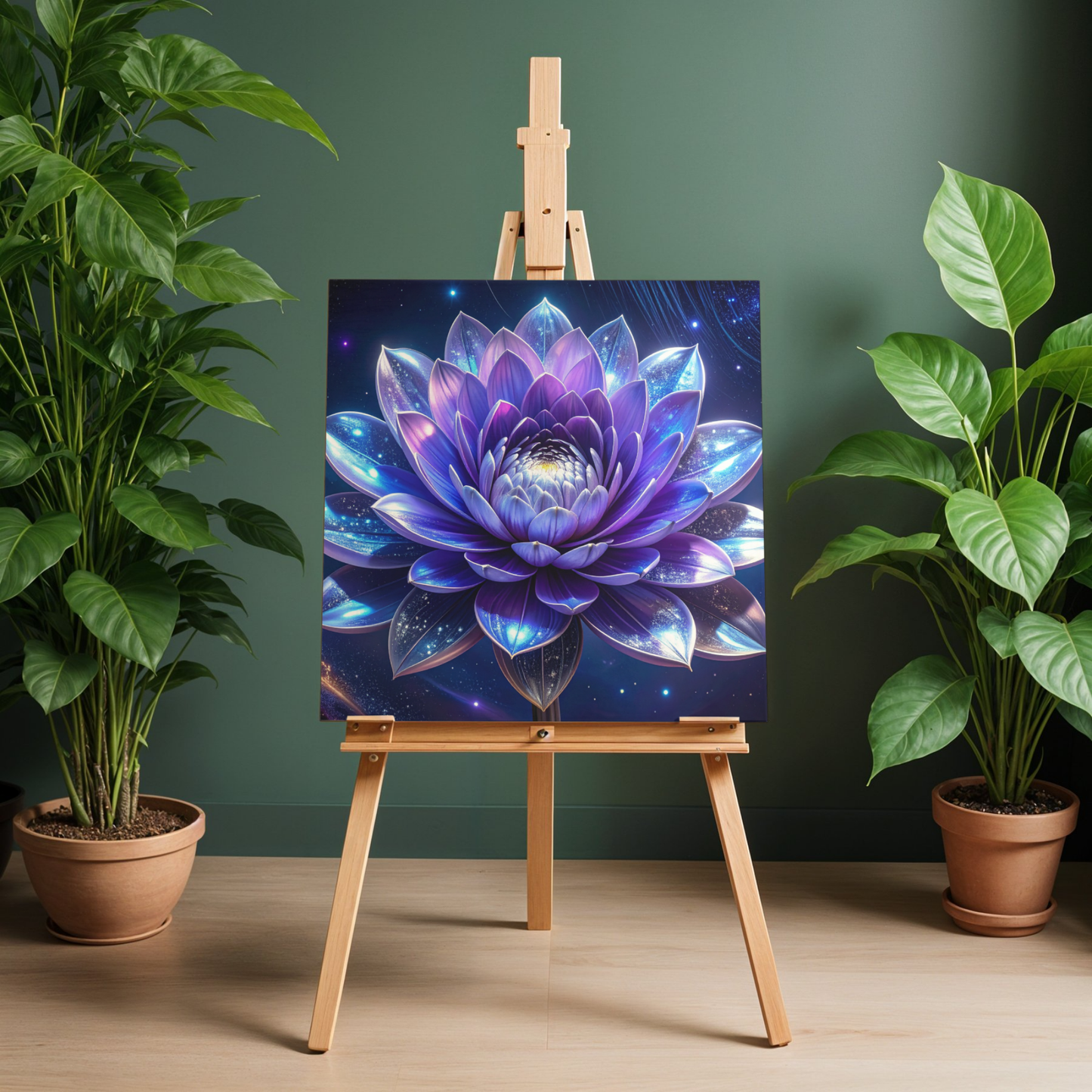 Botanical Bouquet Nebula Clouds 3 - AI Digital Wall Art Download