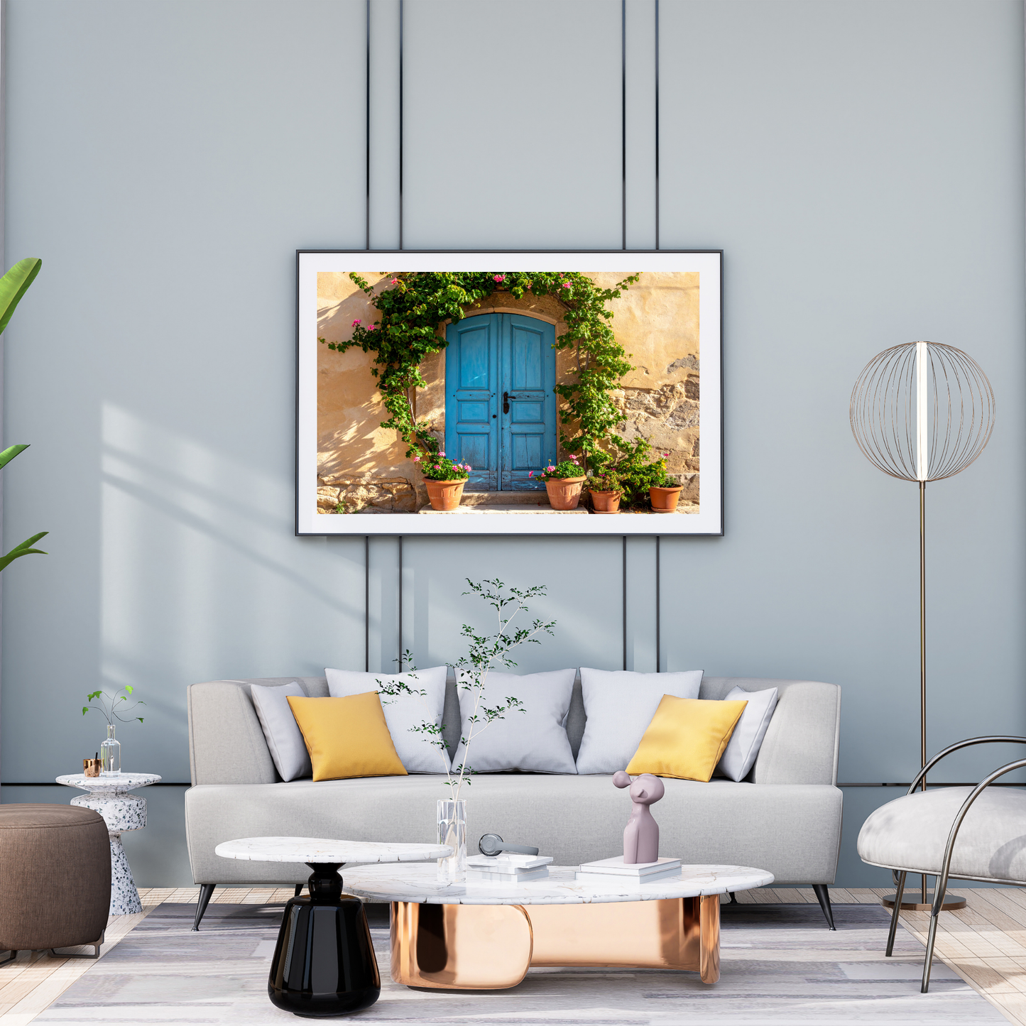 European Wooden Blue Door 1 - AI Digital Wall Art Download