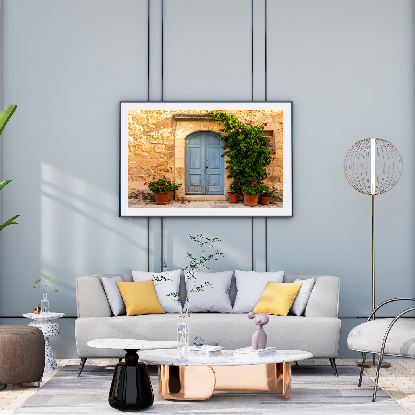 European Wooden Blue Door 2 - AI Digital Wall Art Download