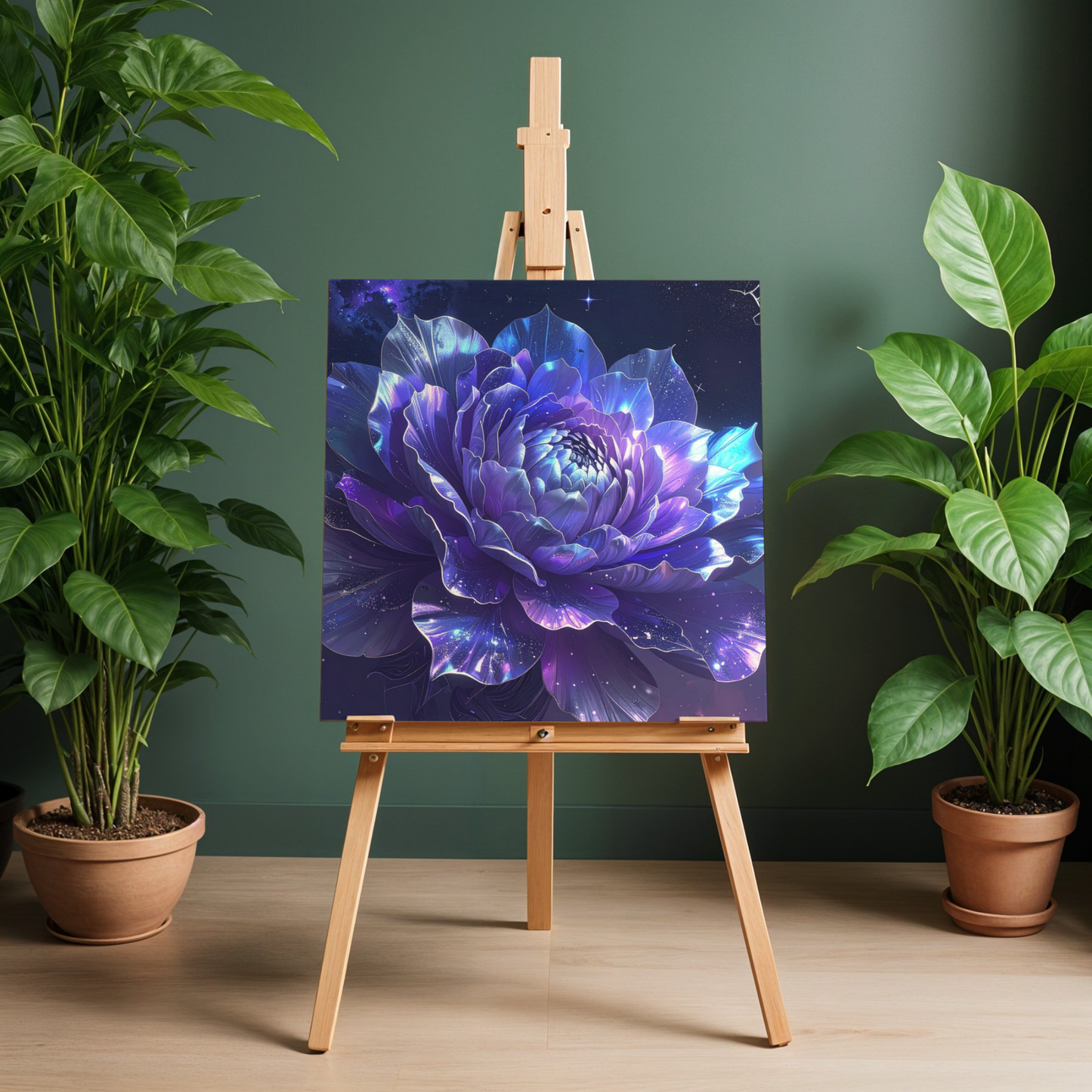 Botanical Bouquet Nebula Clouds 4 - AI Digital Wall Art Download