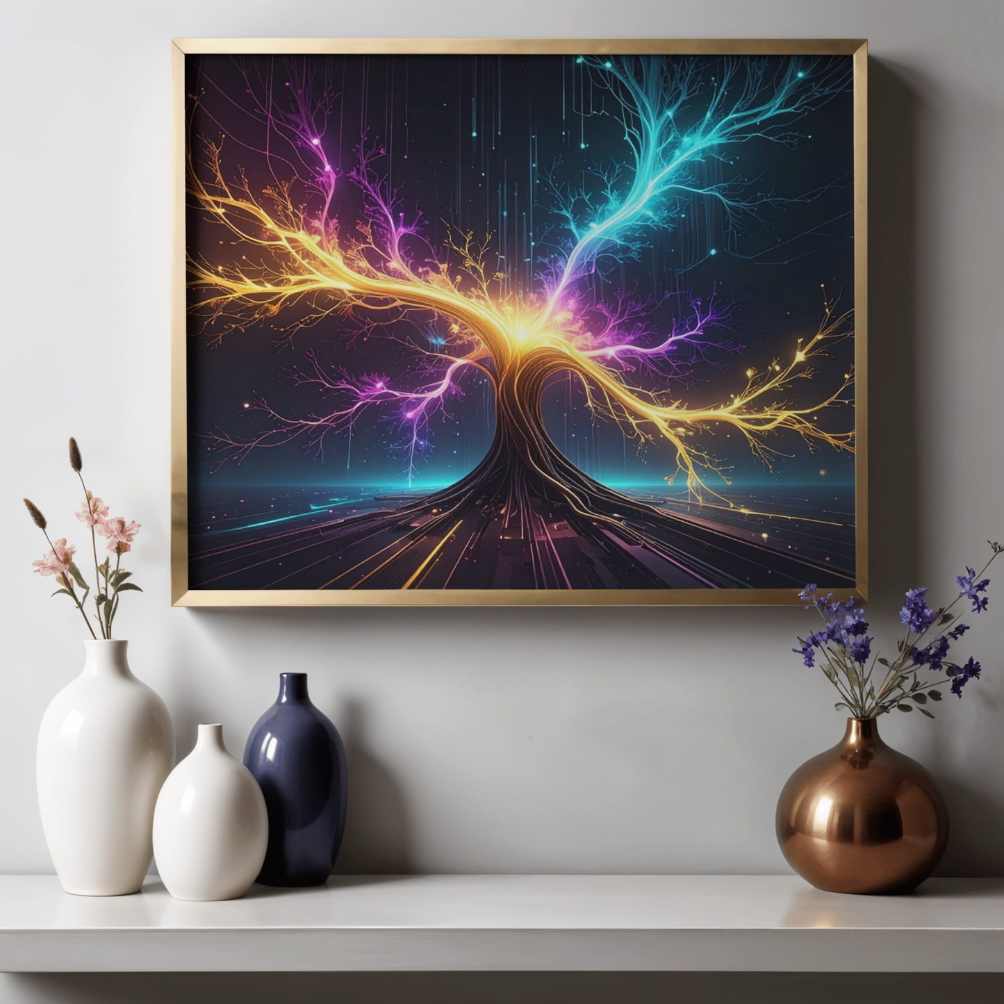 Dynamic Neuro-Inspired Tree 3 - AI Digital Wall Art Download