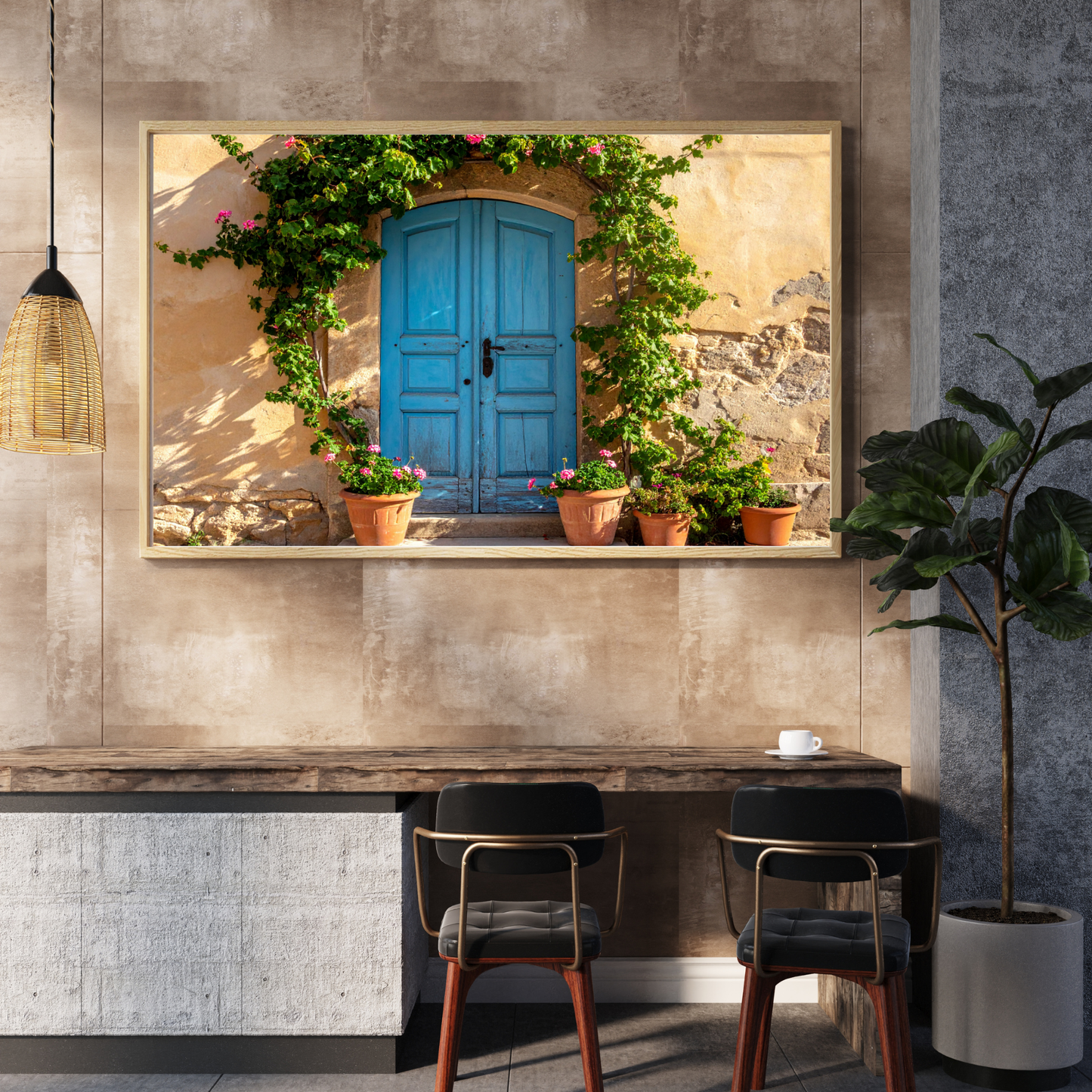 European Wooden Blue Door 1 - AI Digital Wall Art Download