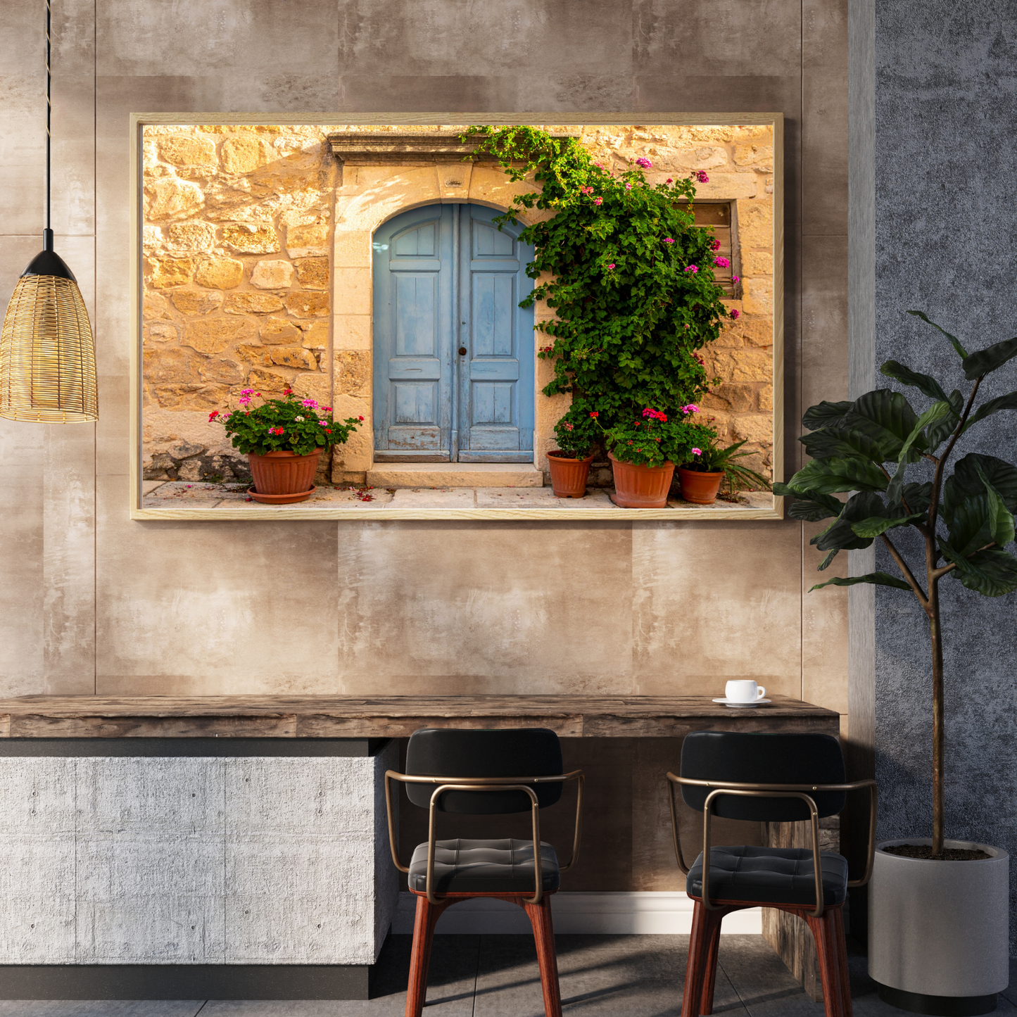 European Wooden Blue Door 2 - AI Digital Wall Art Download